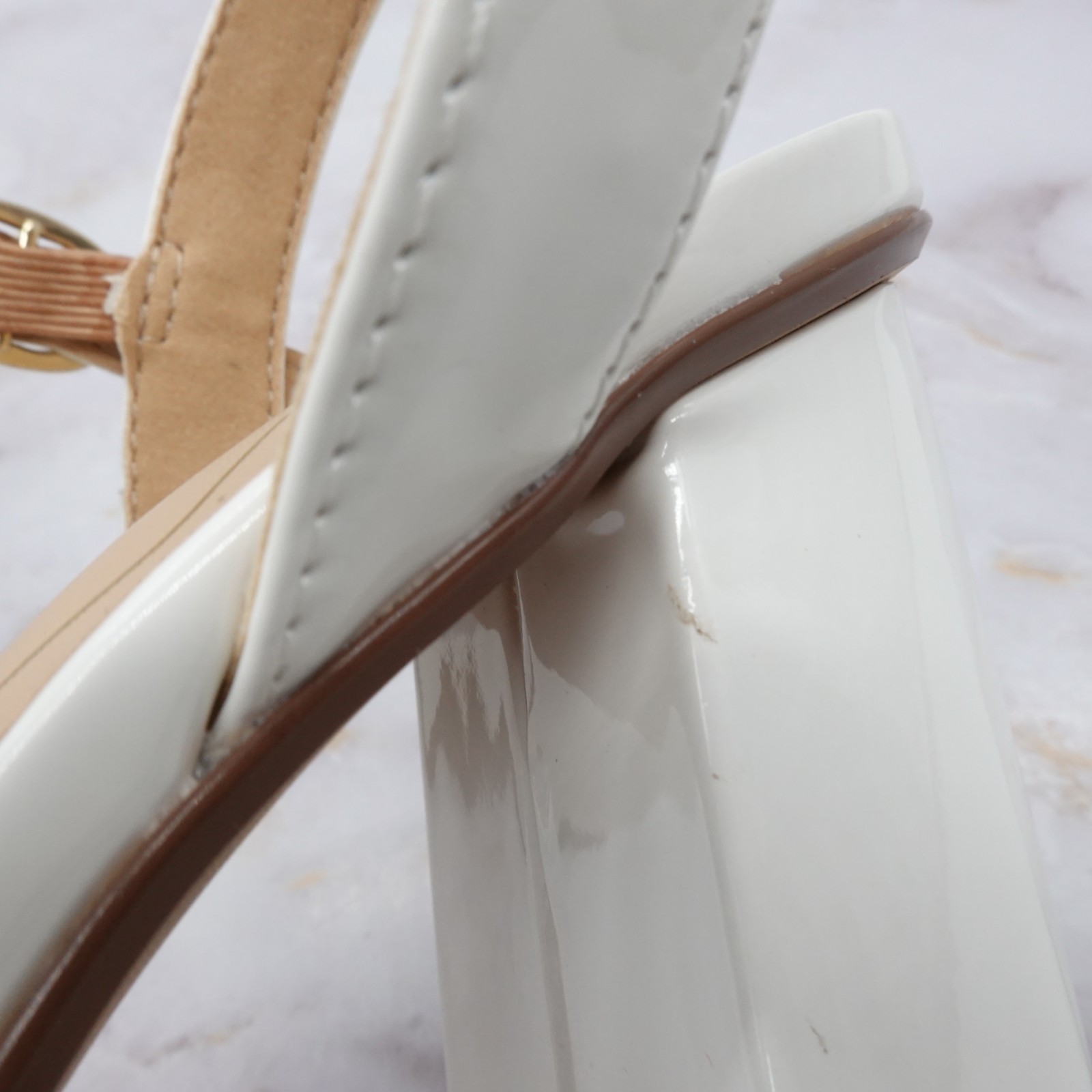 Journee Shoes Womens 7 M White High Heel Dress Sandals Block Tivona