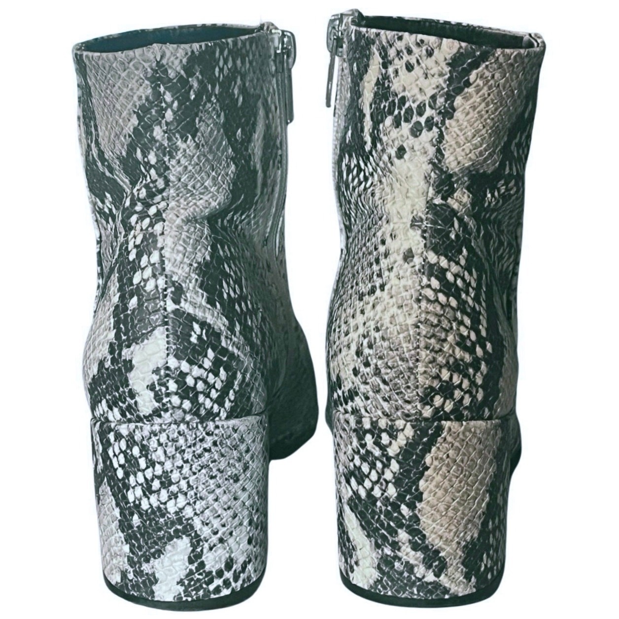 Madden Girl Snake Print Ankle Boots 7.5M Block Heel Zip Western Mobwife Style