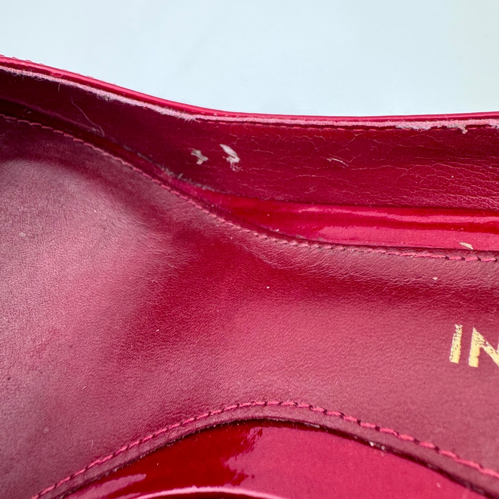 Antonio Melani Red Patent Leather Peep Toe Pumps Heels Size 5.5M