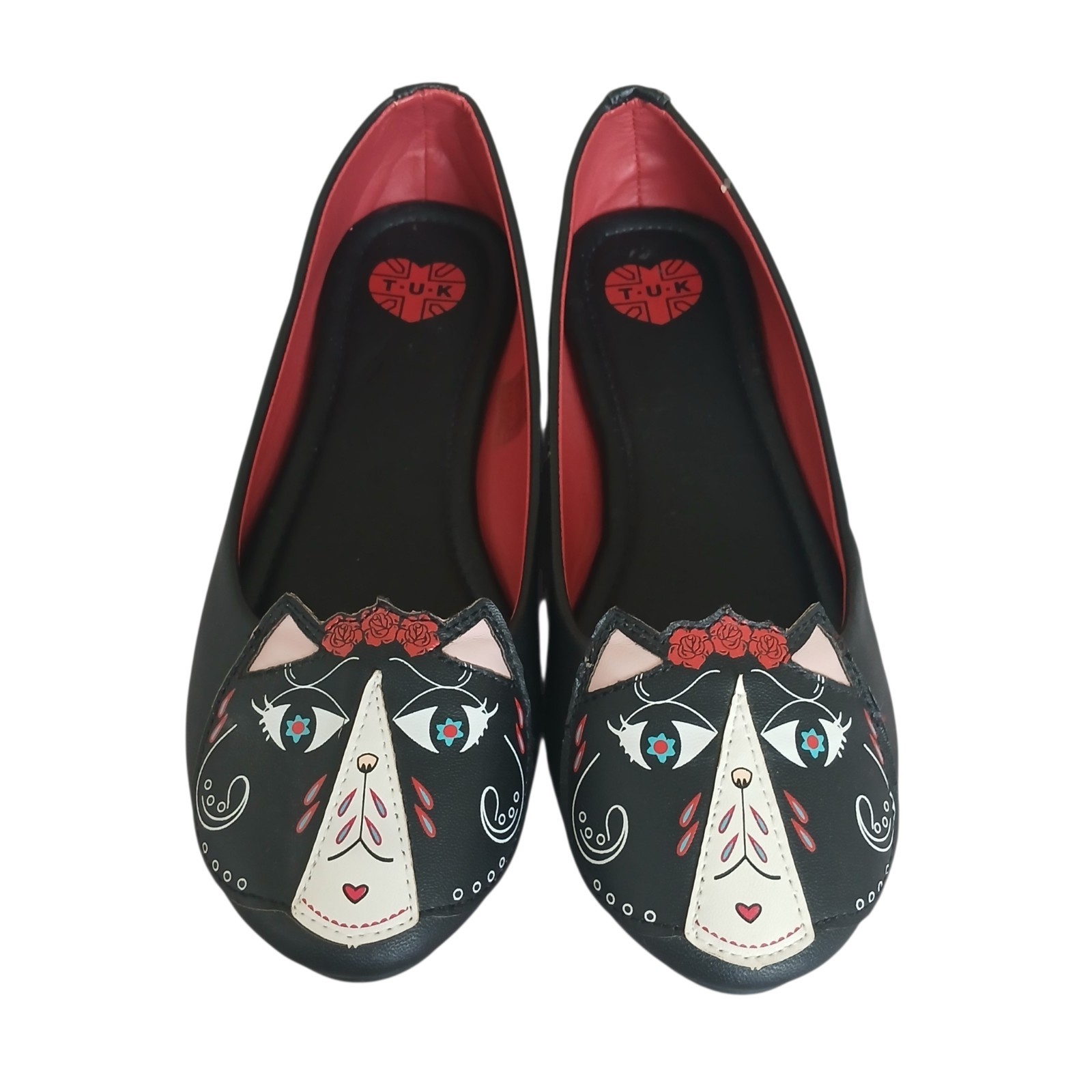 NWOB T.U.K Kitty Cat Ballet Flats Women’s 7 Black Goth Punk Grunge Whimsigoth