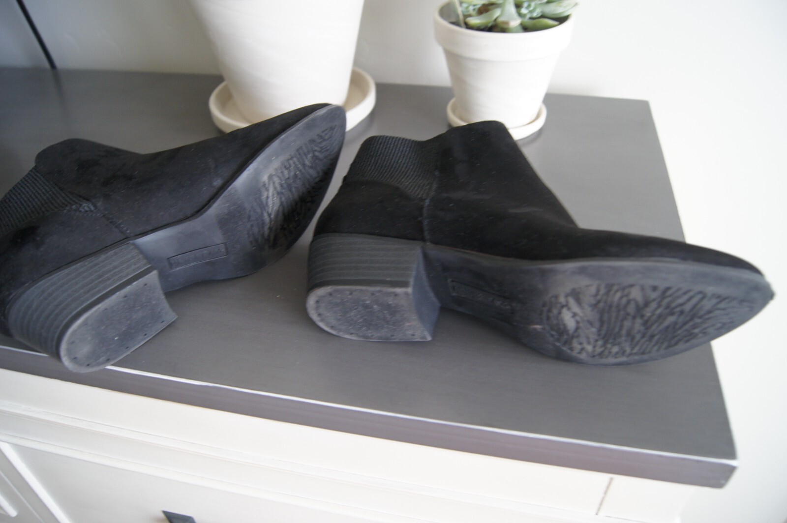 Union Bay Black Ankle High TIMMY Pull On Boots Faux Suede Textile TIMMY SZ 7.5 M