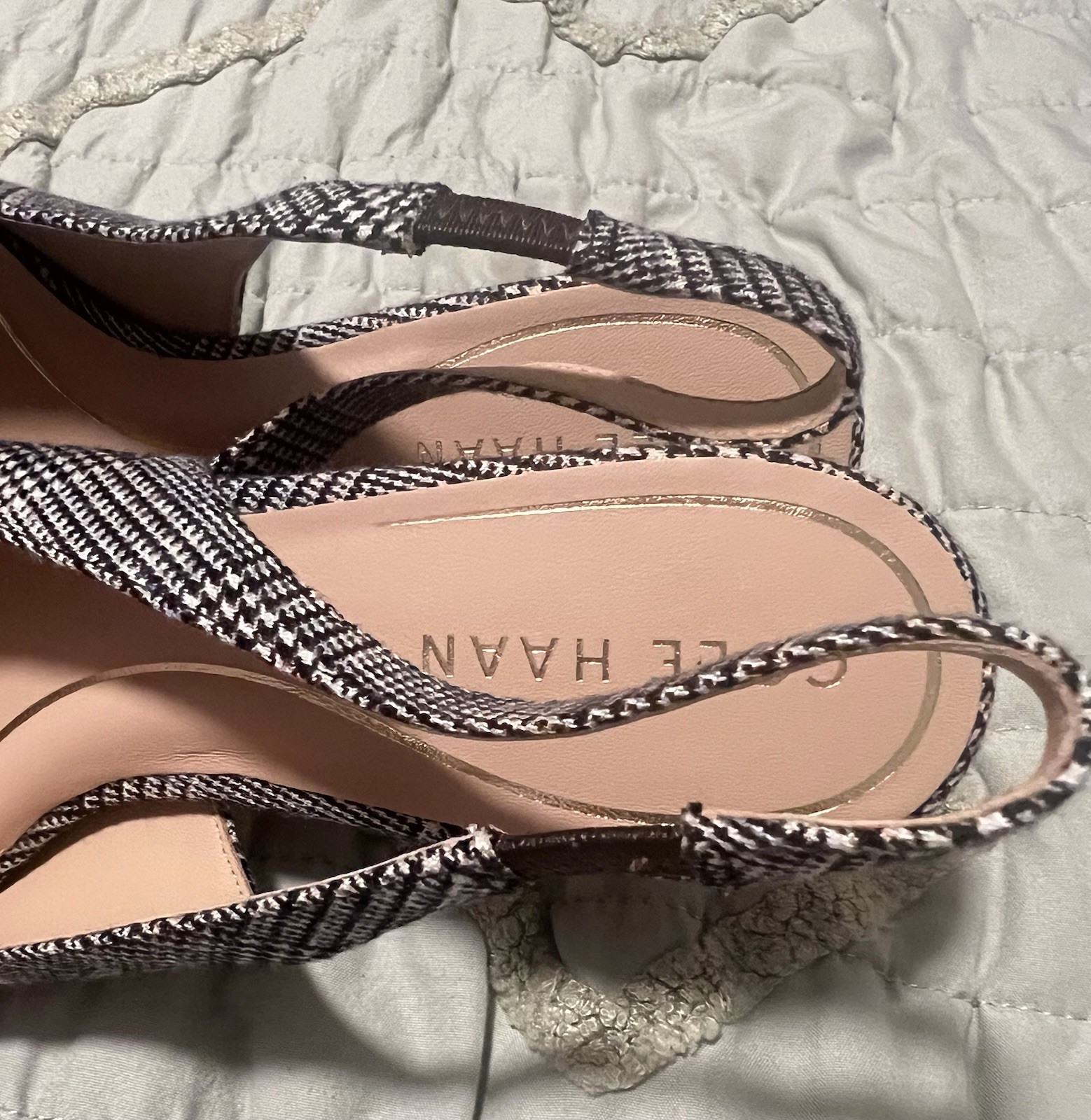 Cole Haan Women’s Plaid Textile Pointed Toe Stiletto Slingback Heels 8B