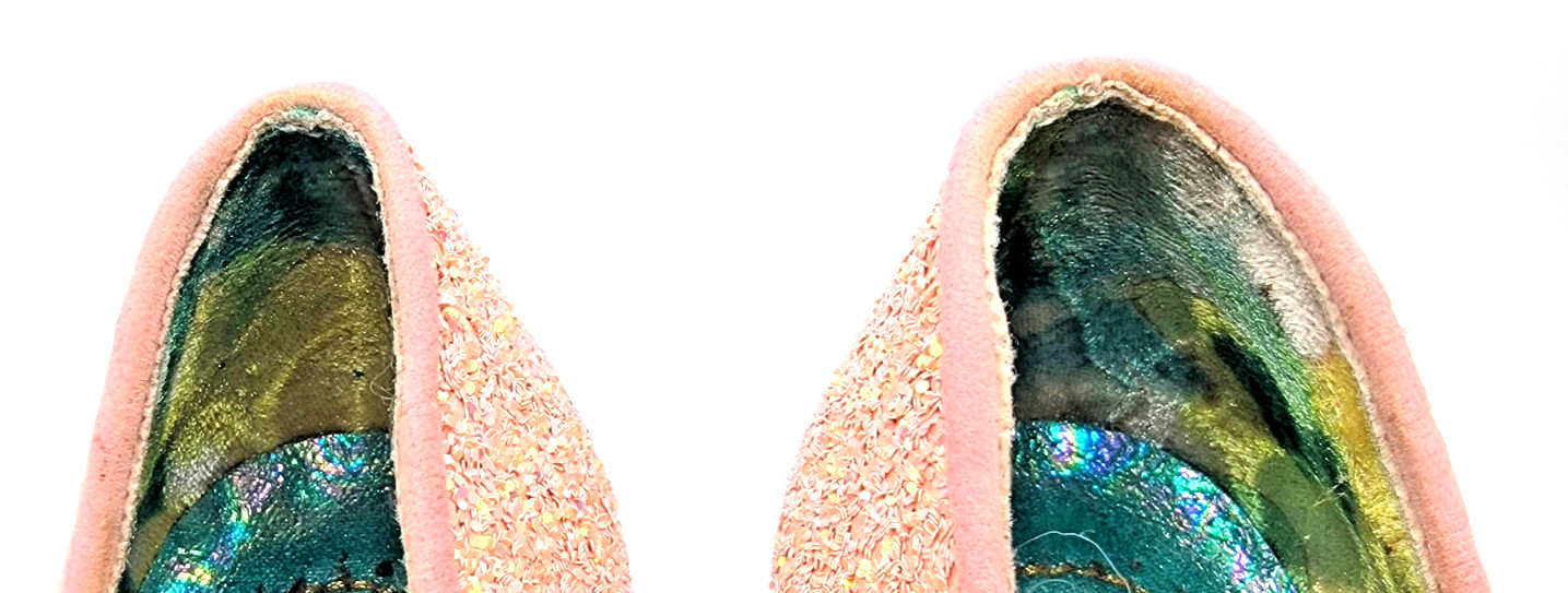 IRREGULAR CHOICE Ban Joe Women’s 39 Pink Bow Giltter Mid Heel Prom Formal Shoes