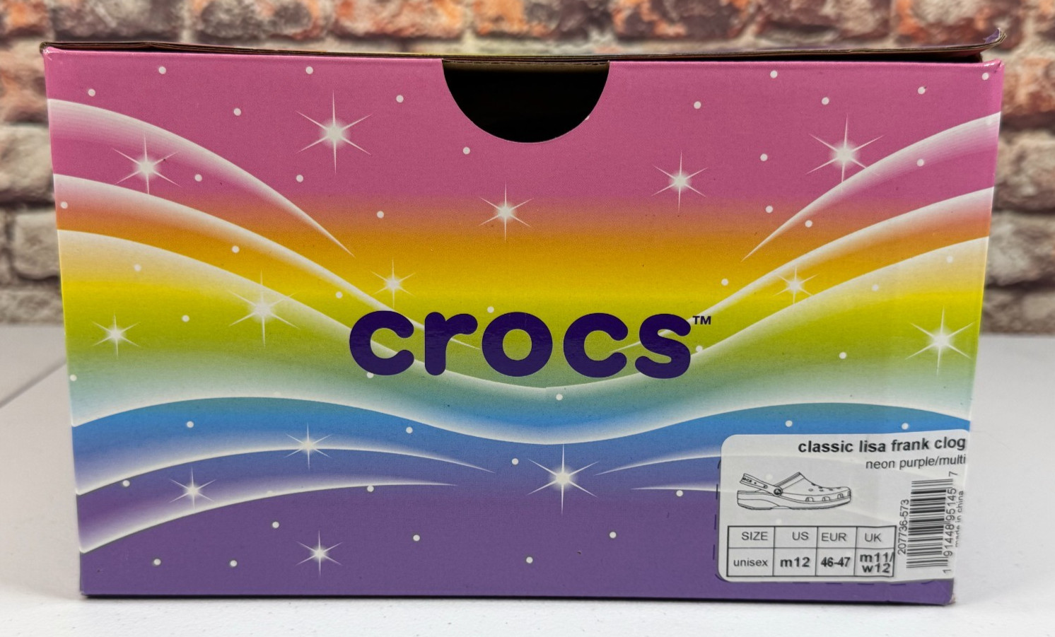 Lisa Frank Crocs Classic Clog Limited Edition Neon Purple With Jibbitz M12/W14