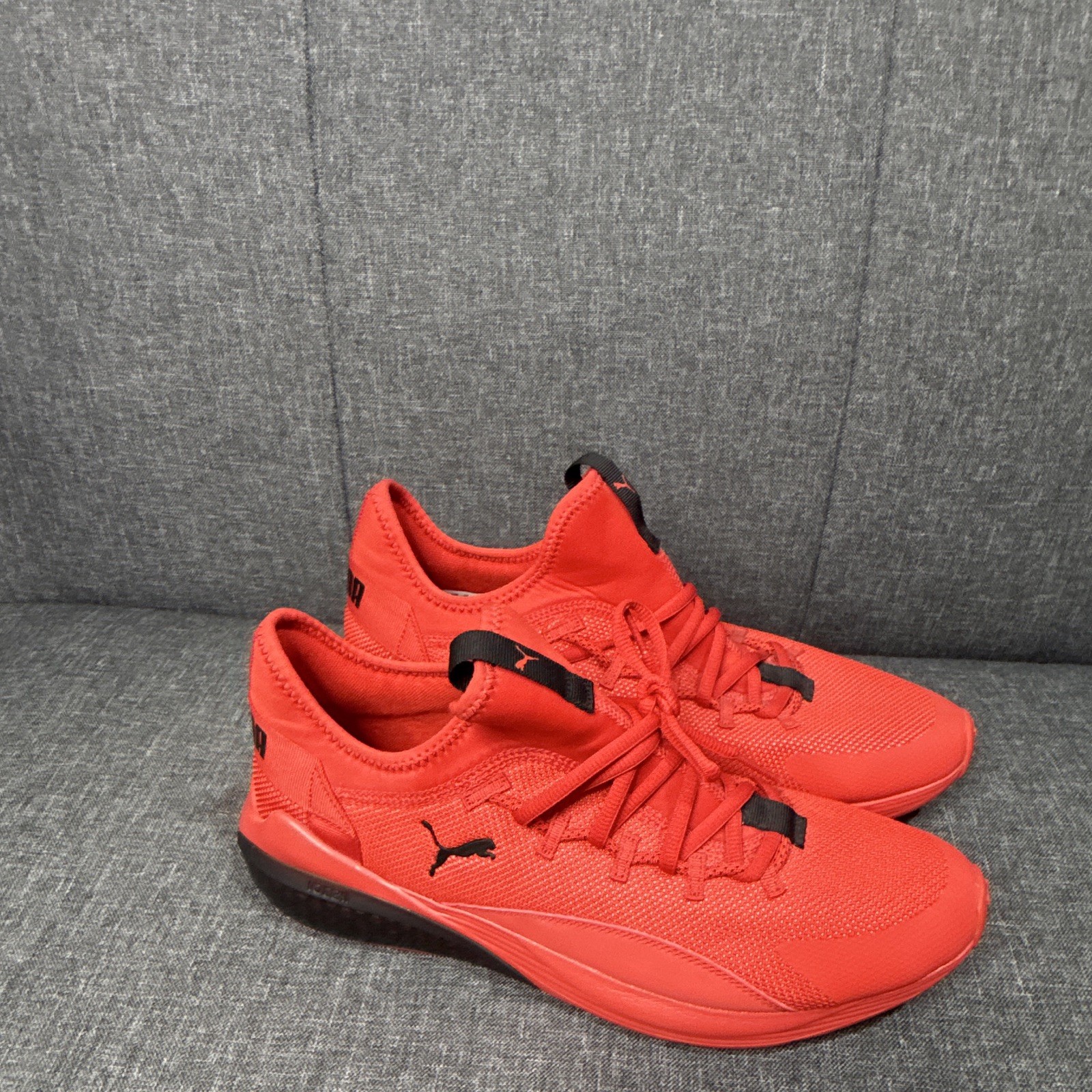PUMA Men’s Red/Black Low Top Lace-Up Athletic Sneakers, Solid Pattern