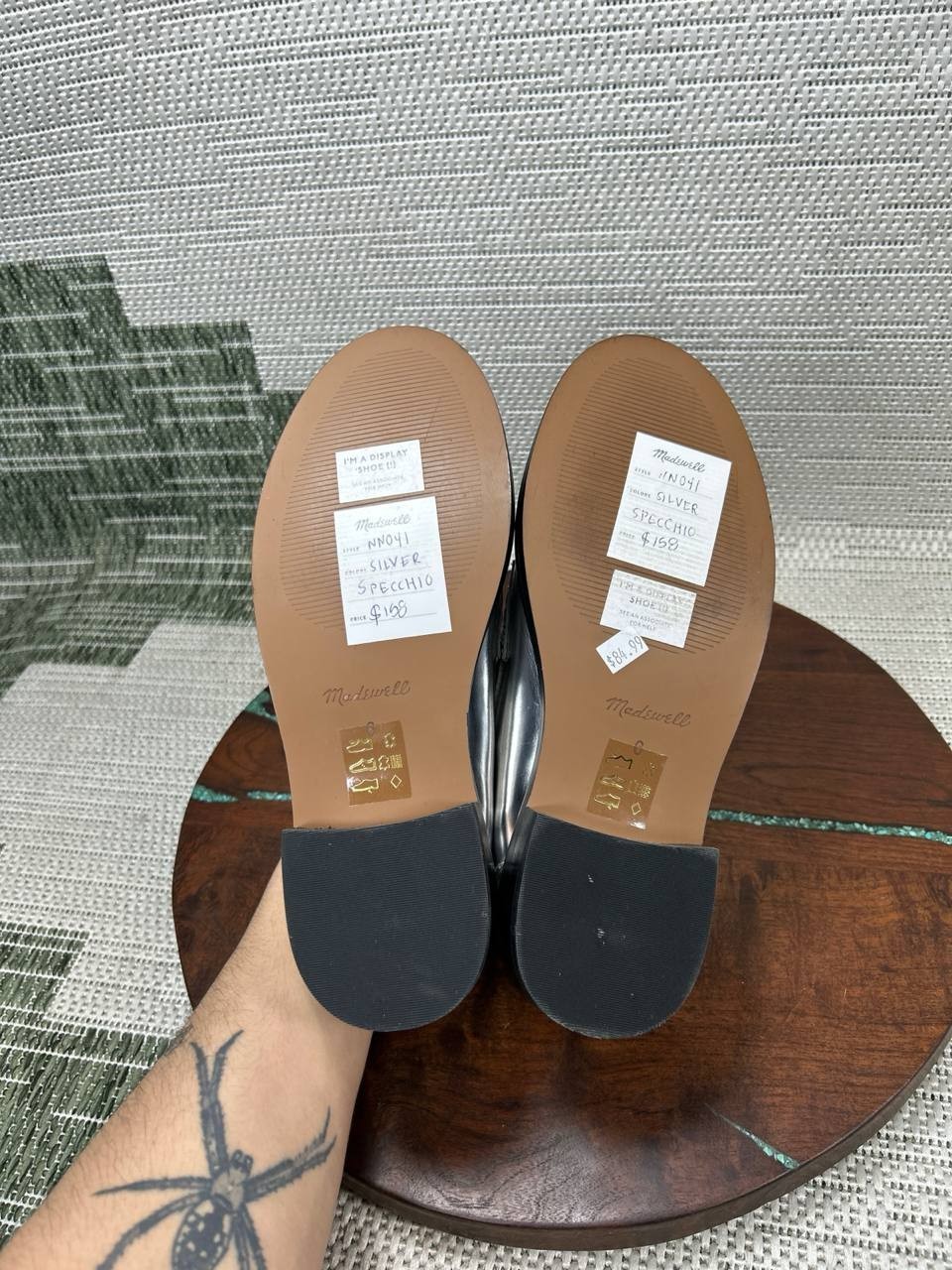 Madewell Shoes Womens Size 6 The Vernon Loafer Silver Specchio Leather Slip On