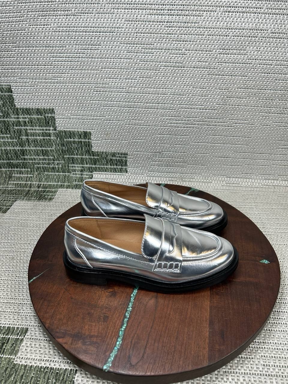 Madewell Shoes Womens Size 6 The Vernon Loafer Silver Specchio Leather Slip On