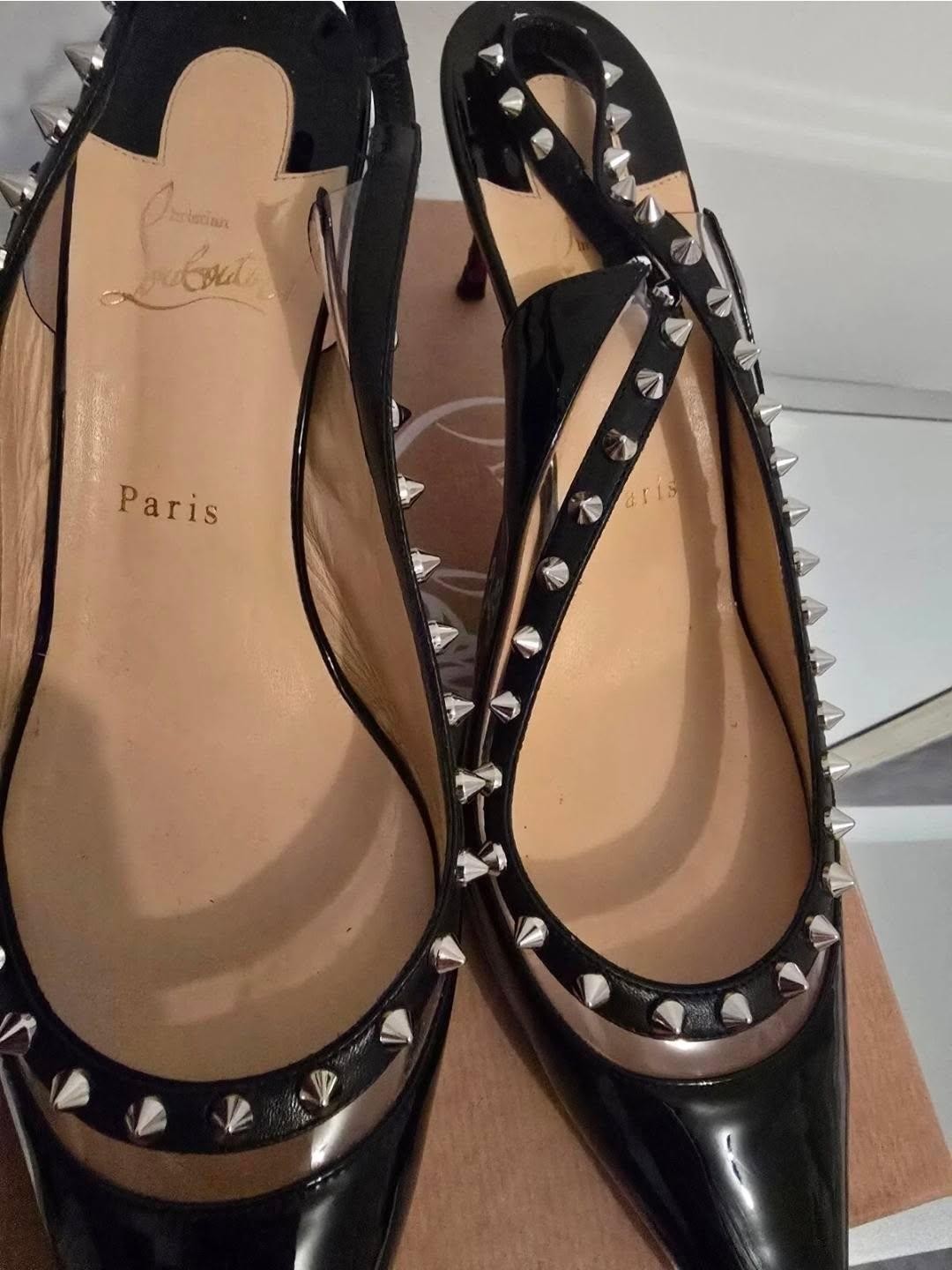 Christian Louboutin Brigandine Spike Pointed Toe Patent Leather 42 Size 10