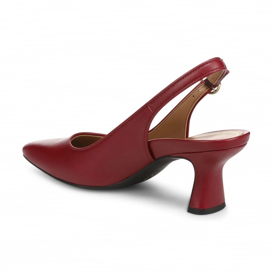 VIONIC Women Perris Slingback Heel, Cabernet Red Leather (NEW)