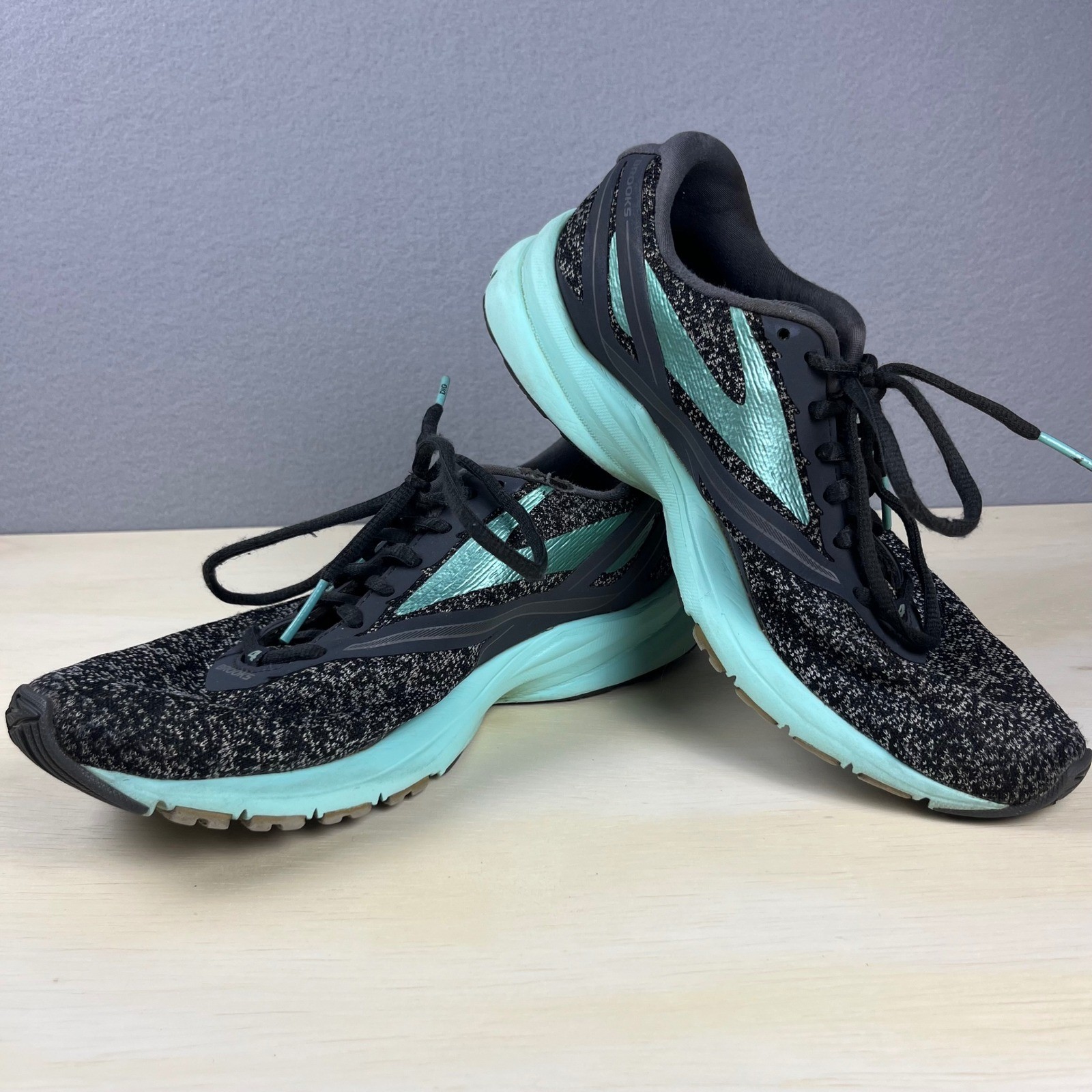 Brooks Launch 4 Womens Running Shoes Black Teal Knit Athletic 1202341B081