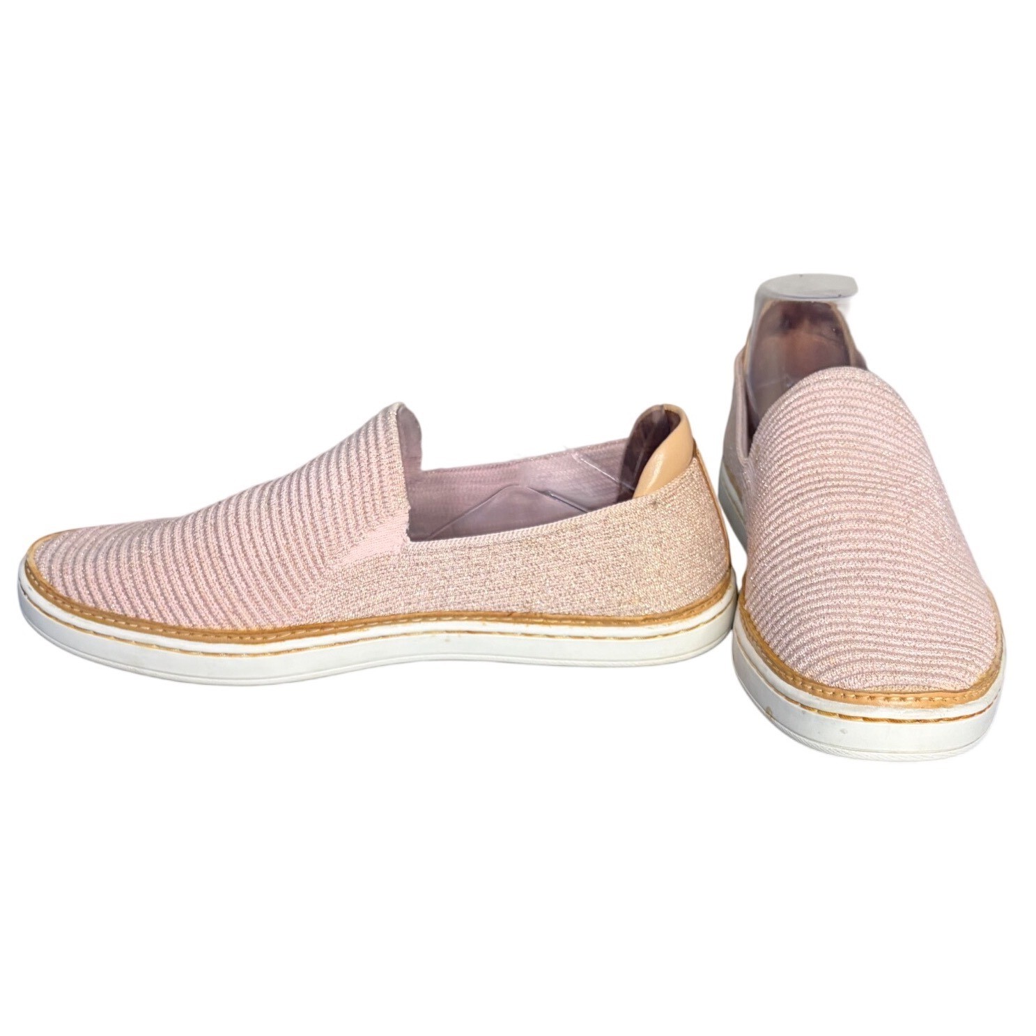 UGG Pink Sammy Chevron Slip On Sneakers Good Metallic Knit Women’s Size 8