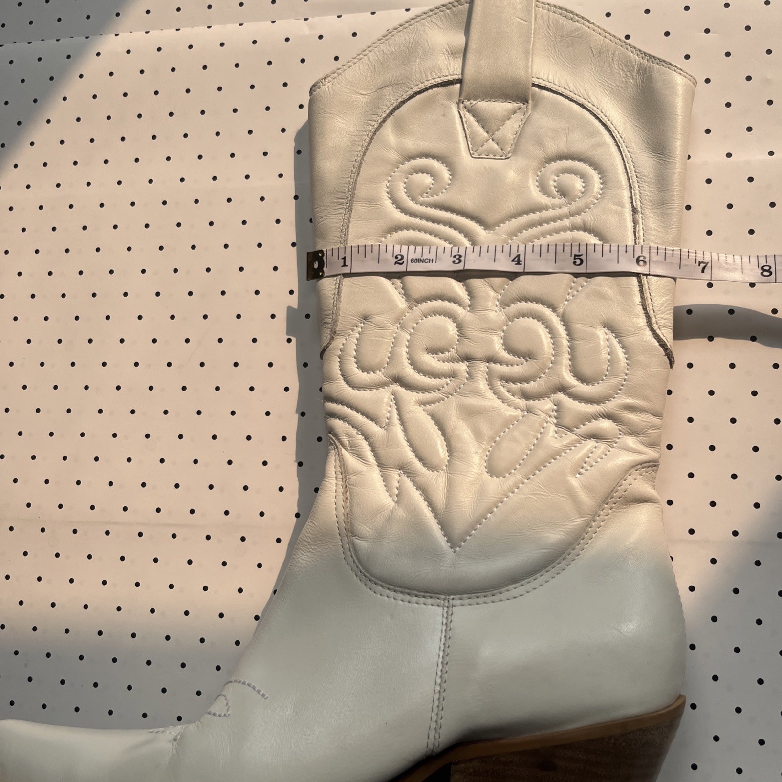 Western America Luxe Ivory Leather Cowboy Boots Women’s 8 Square Toe