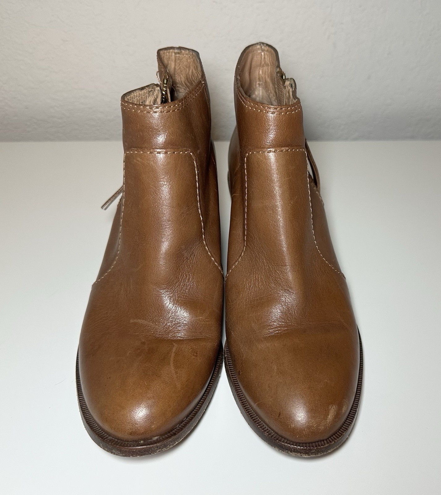 Madewell Women’s SIZE 8 The Janice Boots Ankle Booties Tan Leather