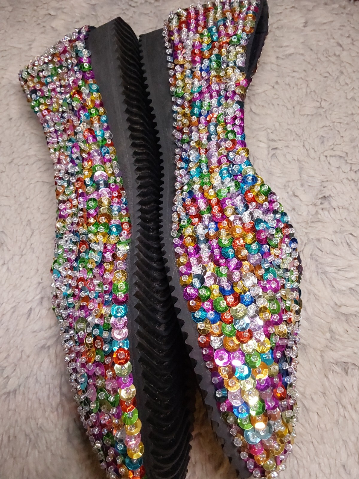 Vintage 90’s Rainbow Sequined Indonesia Made Ballet Flats Womens 36/5.5 US