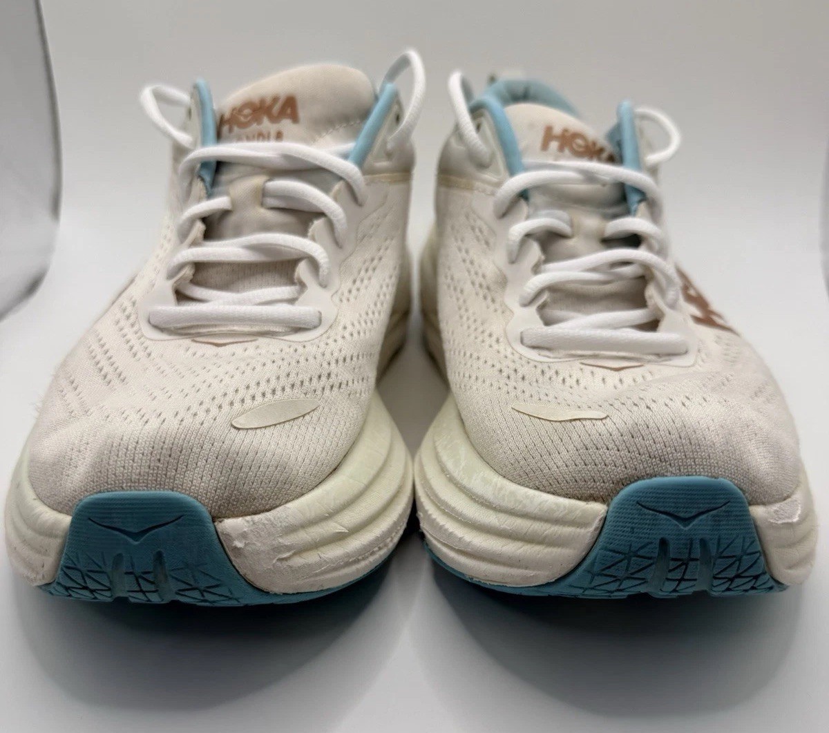 HOKA Bondi 8 Rose Gold White Womens Running Walking Athletic Sneakers Size 8.5