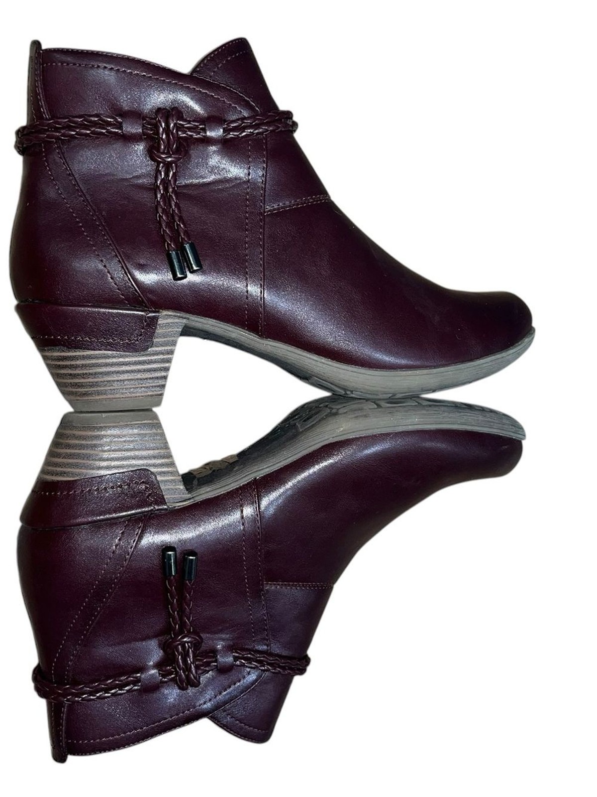 Patrizia by Spring Step Rare Women’s Braided Ankle Boot in Deep Burgundy Size 39