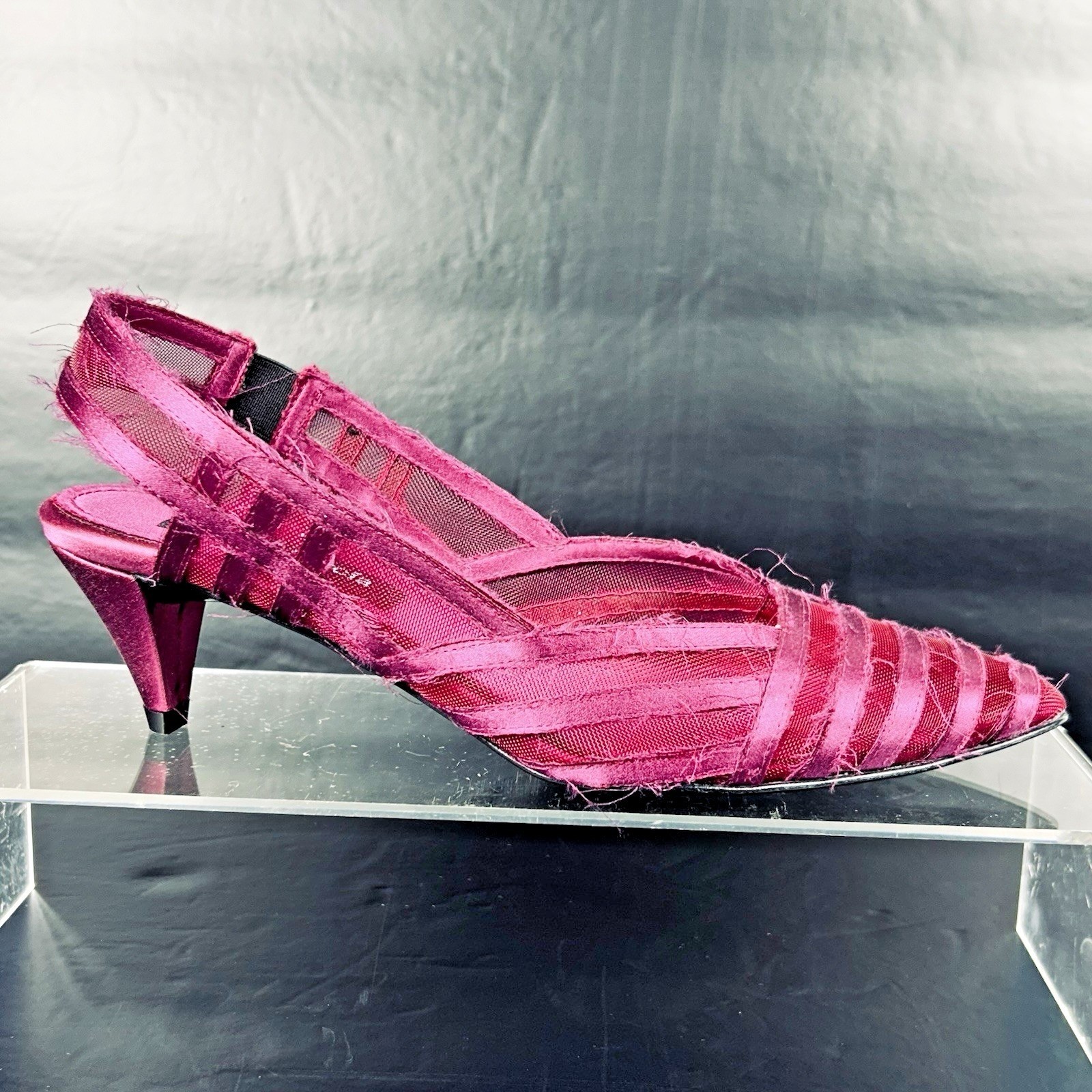 Pedro Garcia Size 37 US 6 – 6.5 Mesh Slingback Pumps Purple Magenta NEW $248