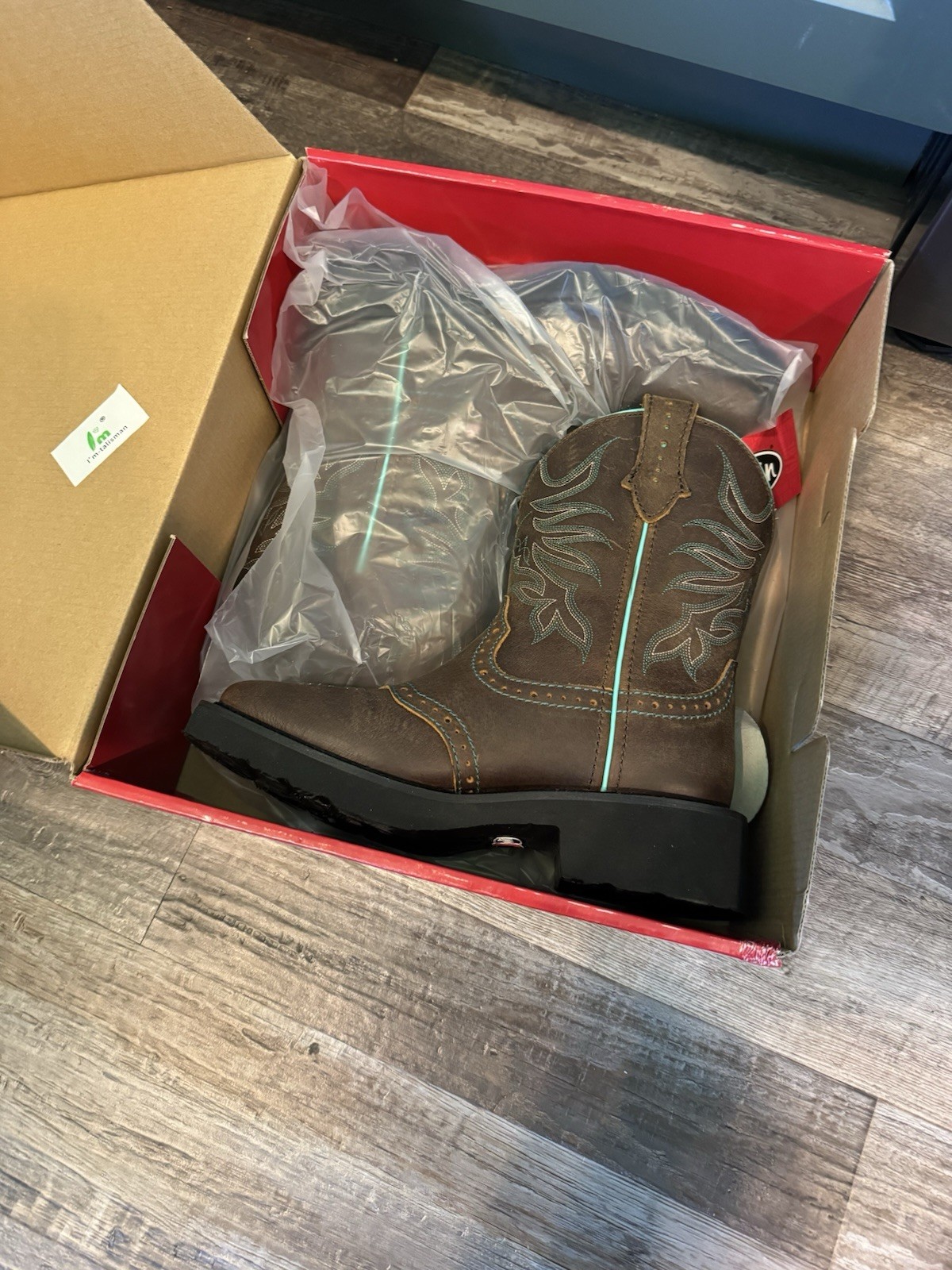 Justin Mandra Chocolate Water Buffalo 8” Boots Square Toe GY9624 6B