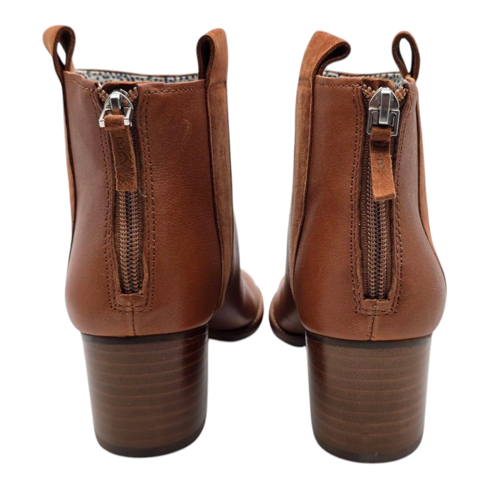 ED Ellen Degeneres Taromi Peep Toe Cognac Leather Ankle Boots Booties 8.5