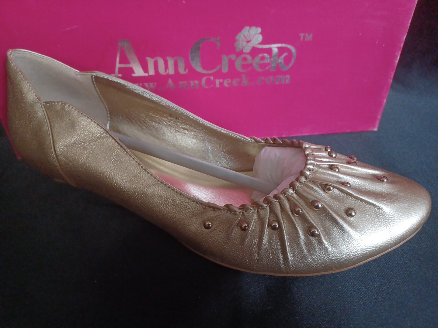 Ann Creek Gold Starlight Flat Shoe With Small Heel 9M NWB