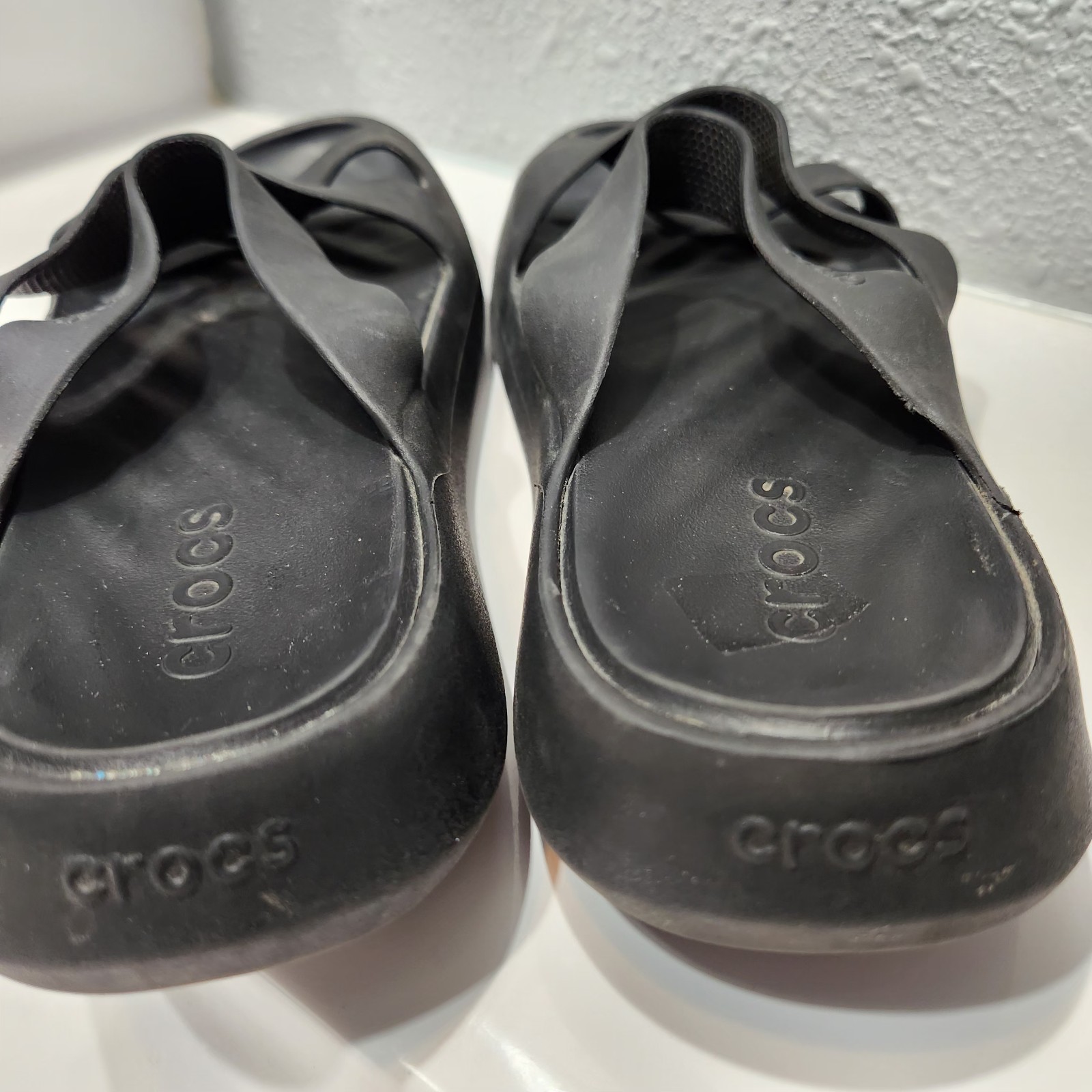 CROCS Womens GETAWAY STRAPPY SLIDE BLACK Sz10