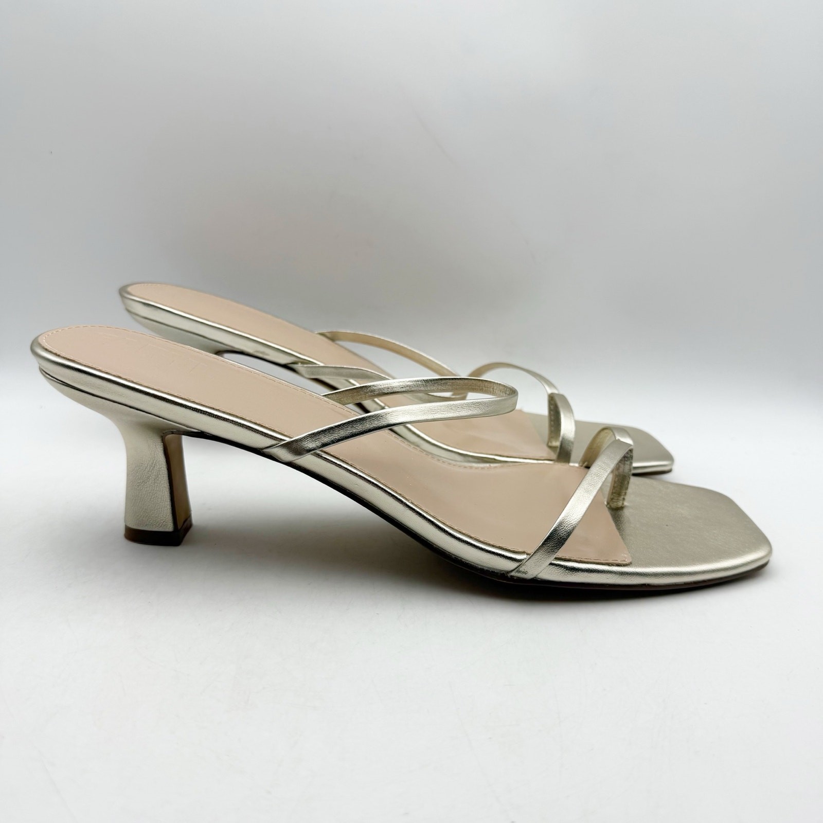 FARYL by Farylrobin Womens Aria Heel Sandals US 14 Gold Vegan Leather EUC
