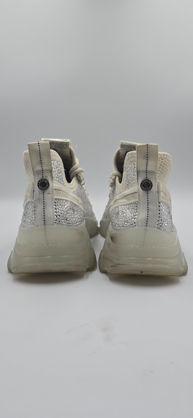 Steve Madden Maxilla SM NY90 Women’s 9.5M Shoes Rhinestone Summit White Sneakers