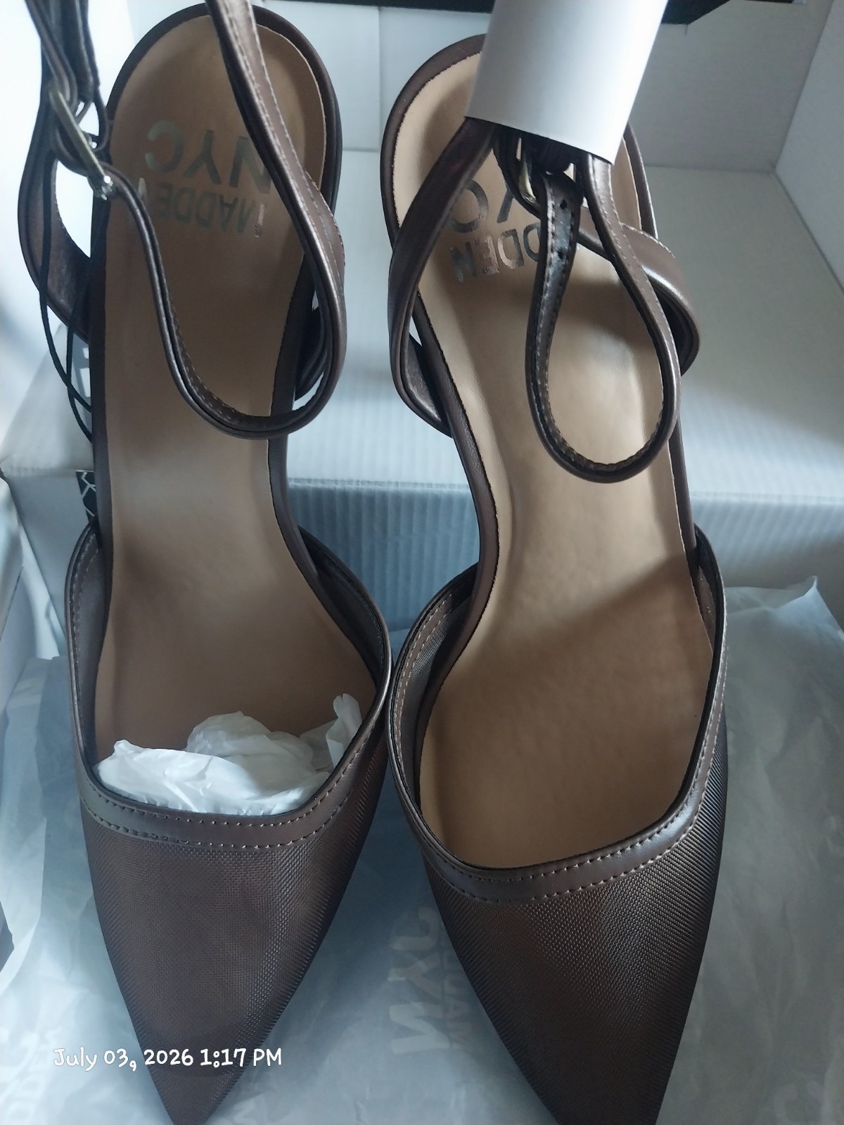 Madden NYC Mesh Brown Chocolate Heel Size 10 Nwt