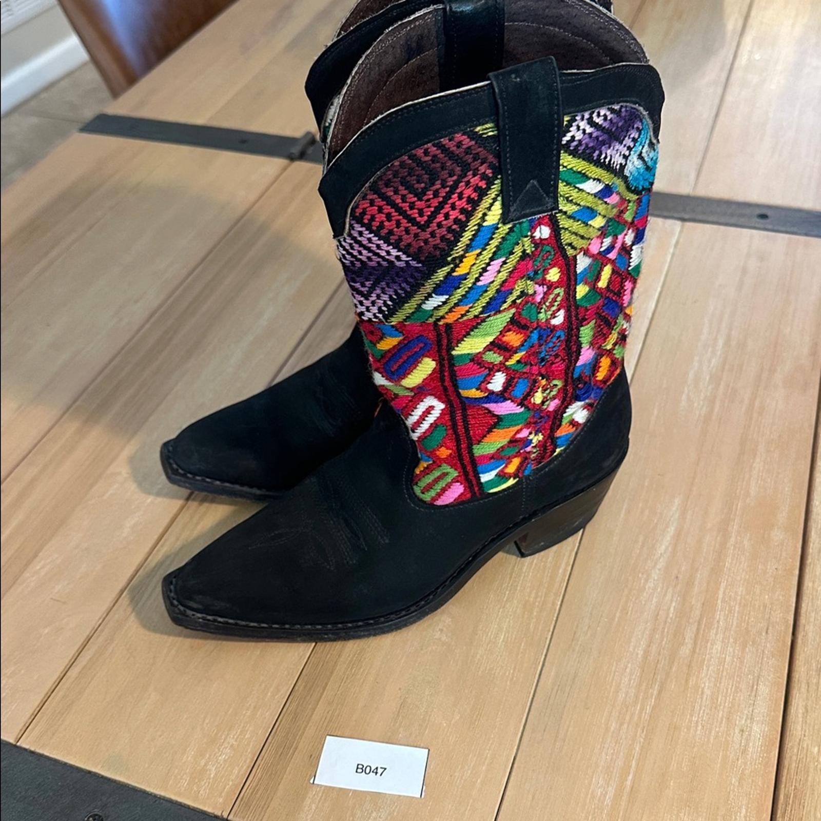 Handmade 90’s 8.5 Cowboy Boot Black Leather Jorge Leonel