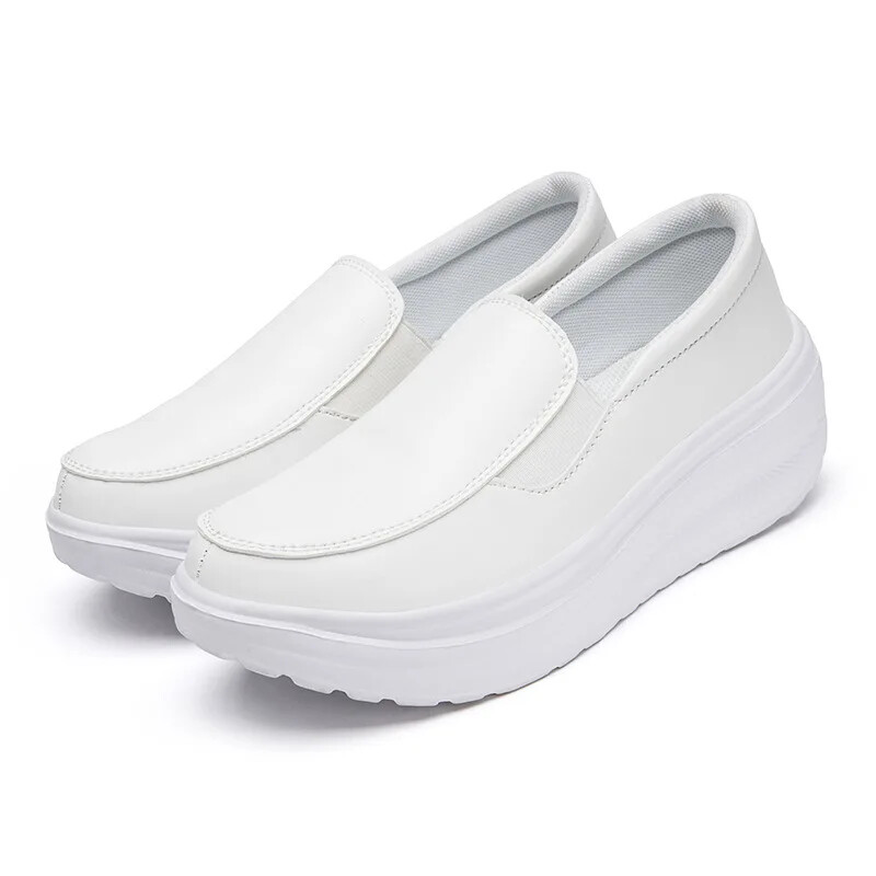 Spring Genuine Leather Soft Outsole Work Shoes Swing Shoes Wedges Single Shoes