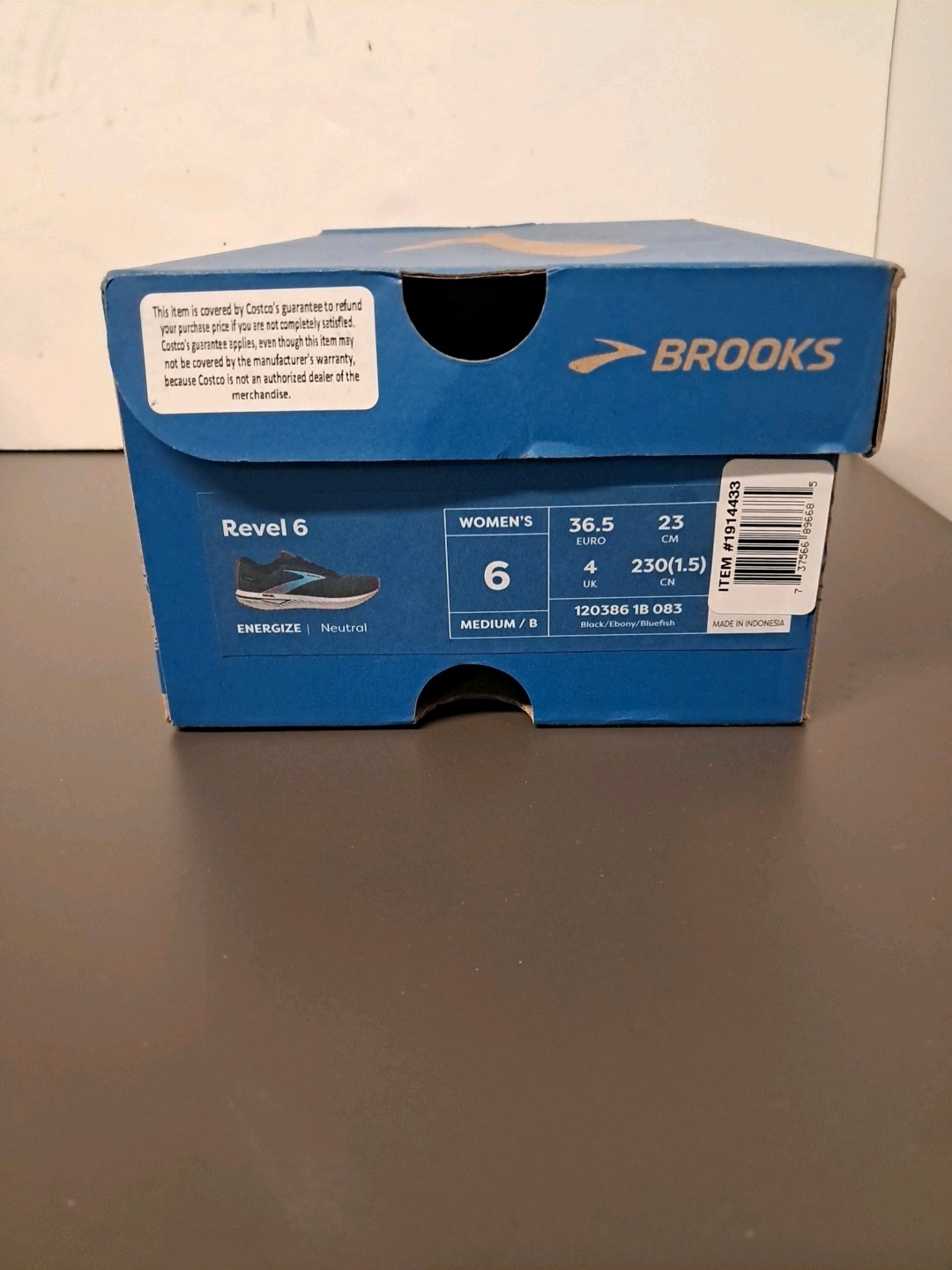 Brooks Women’s Revel 6 Energize Sneakers Black/Ebony/Bluefish Size 6B