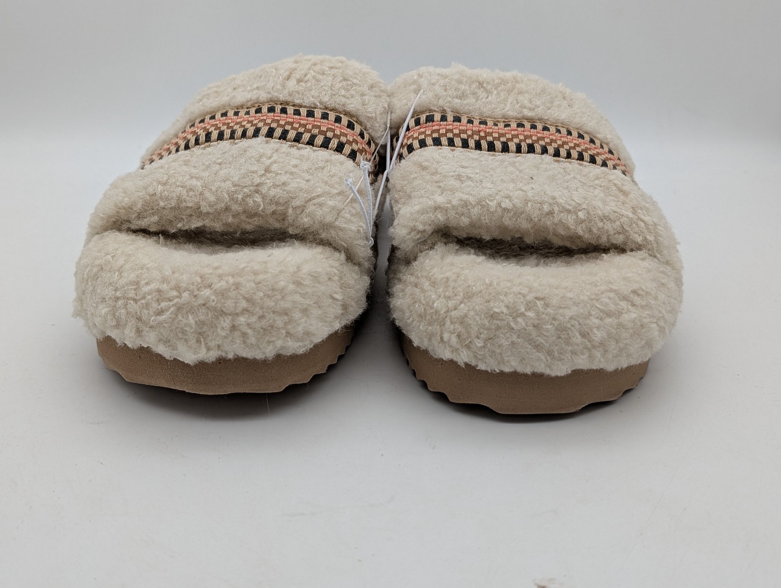 Magellan Outdoors Womens Sherpa Slide Slippers Size 7 Beige Cream Fuzzy House