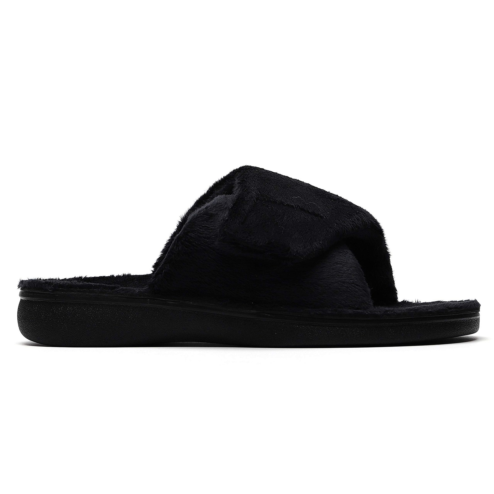 SOLLBEAM Women’s Plantar Fasciitis Fuzzy House Orthopedic Adjustable 6, Black