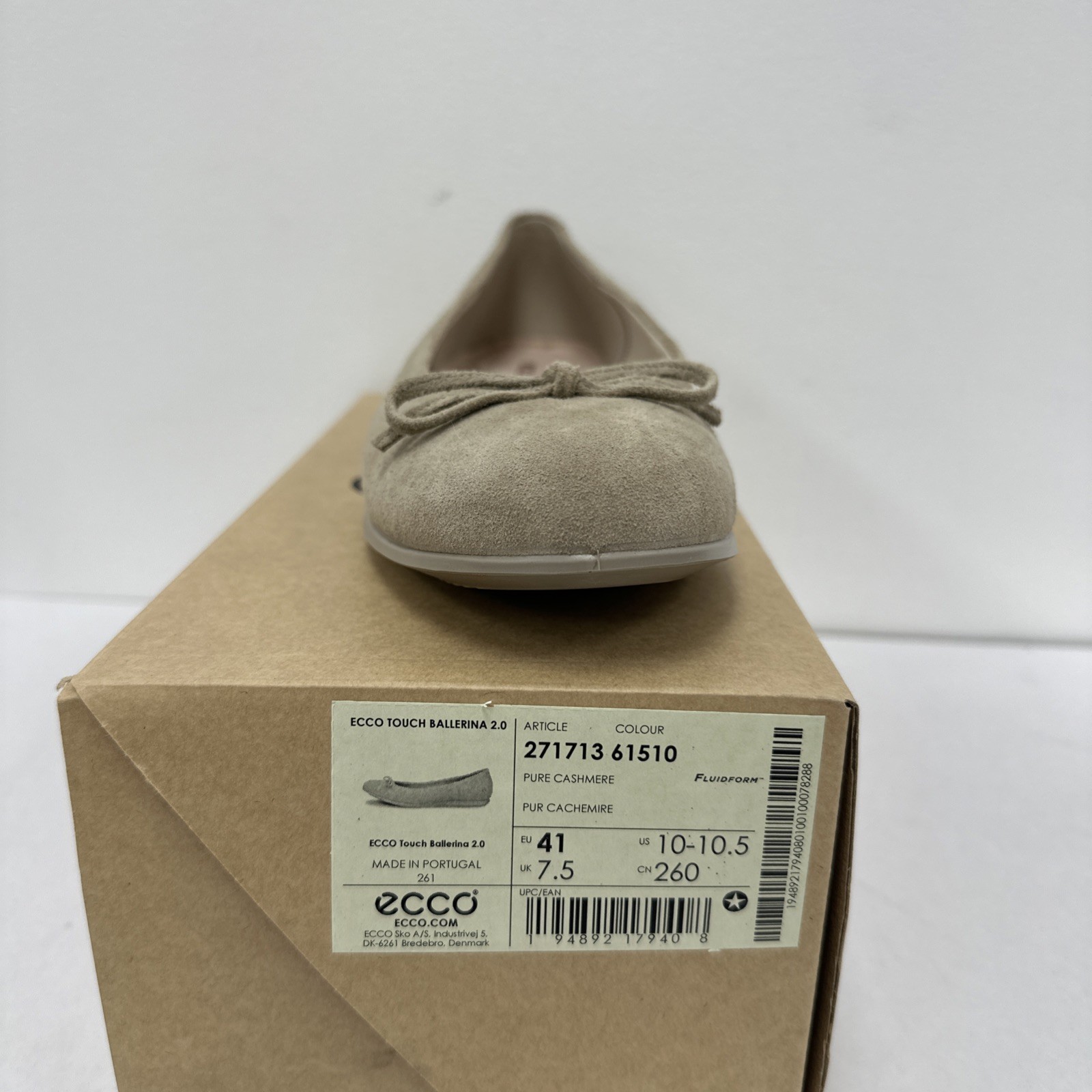 ECCO 271713 – Pure Cashmere – Ballet Flats Bow Slip On Women’s Shoes 10-10.5 US