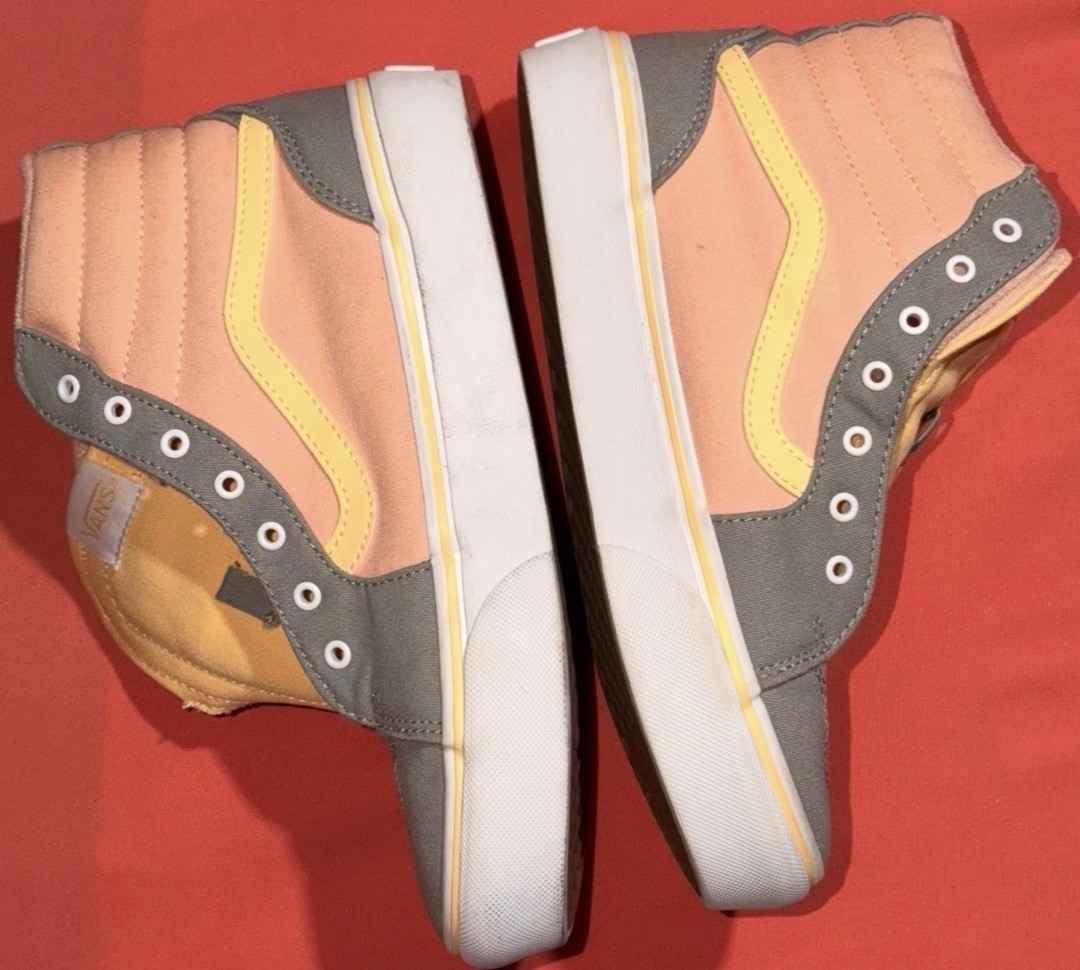 Vans Sk8-Hi High Top Shoes – Peach Pink Gray Yellow – Womens Size 6
