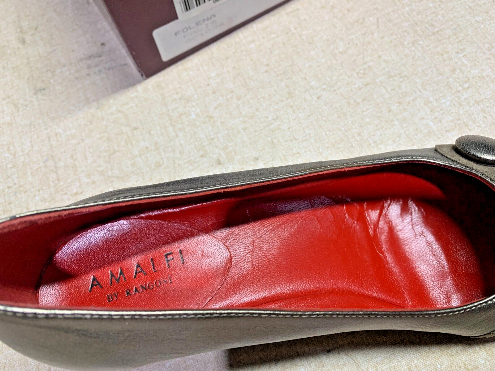 AMALFI BY RANGONI FOLENA BTN WEDGE PEWTER KID PEPE CASHMERE NOS 6 B WOMENS SHOE