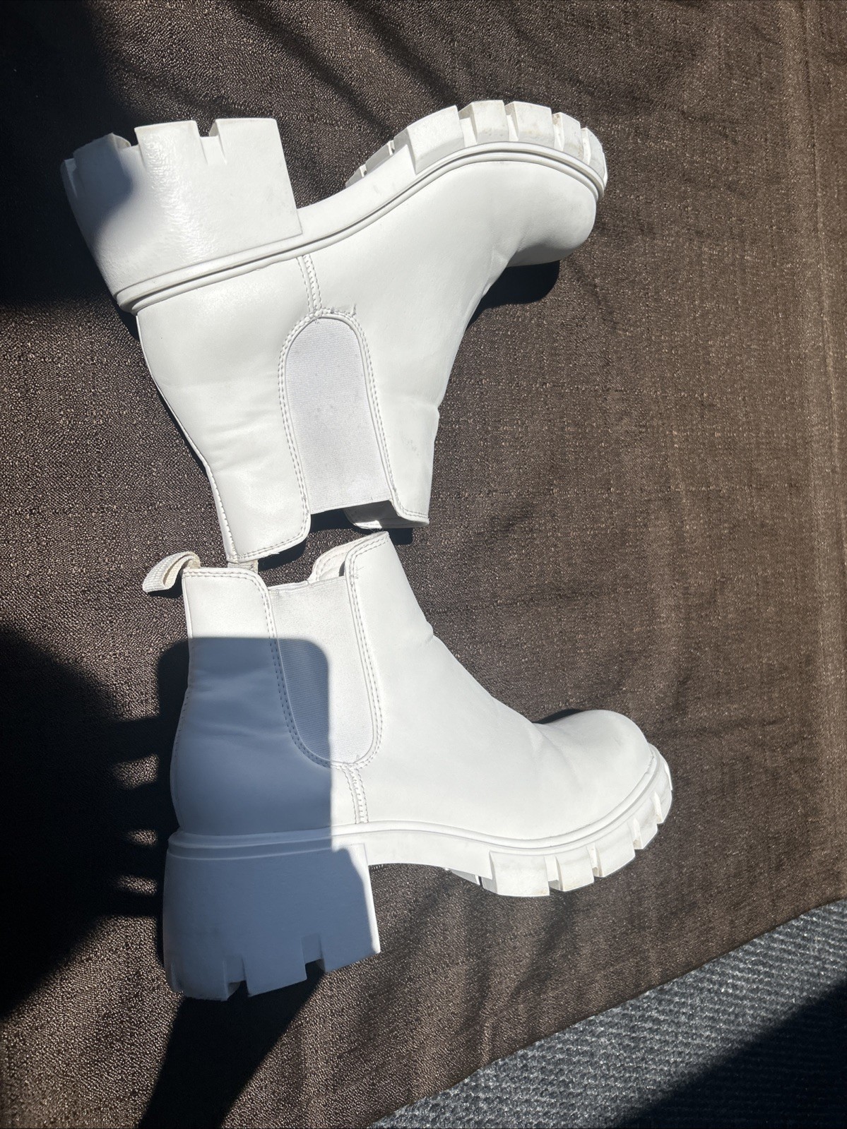 Steve Madden Garth Bone Leather Platform Chelsea Lug Sole Boots Chunky Womens 8M