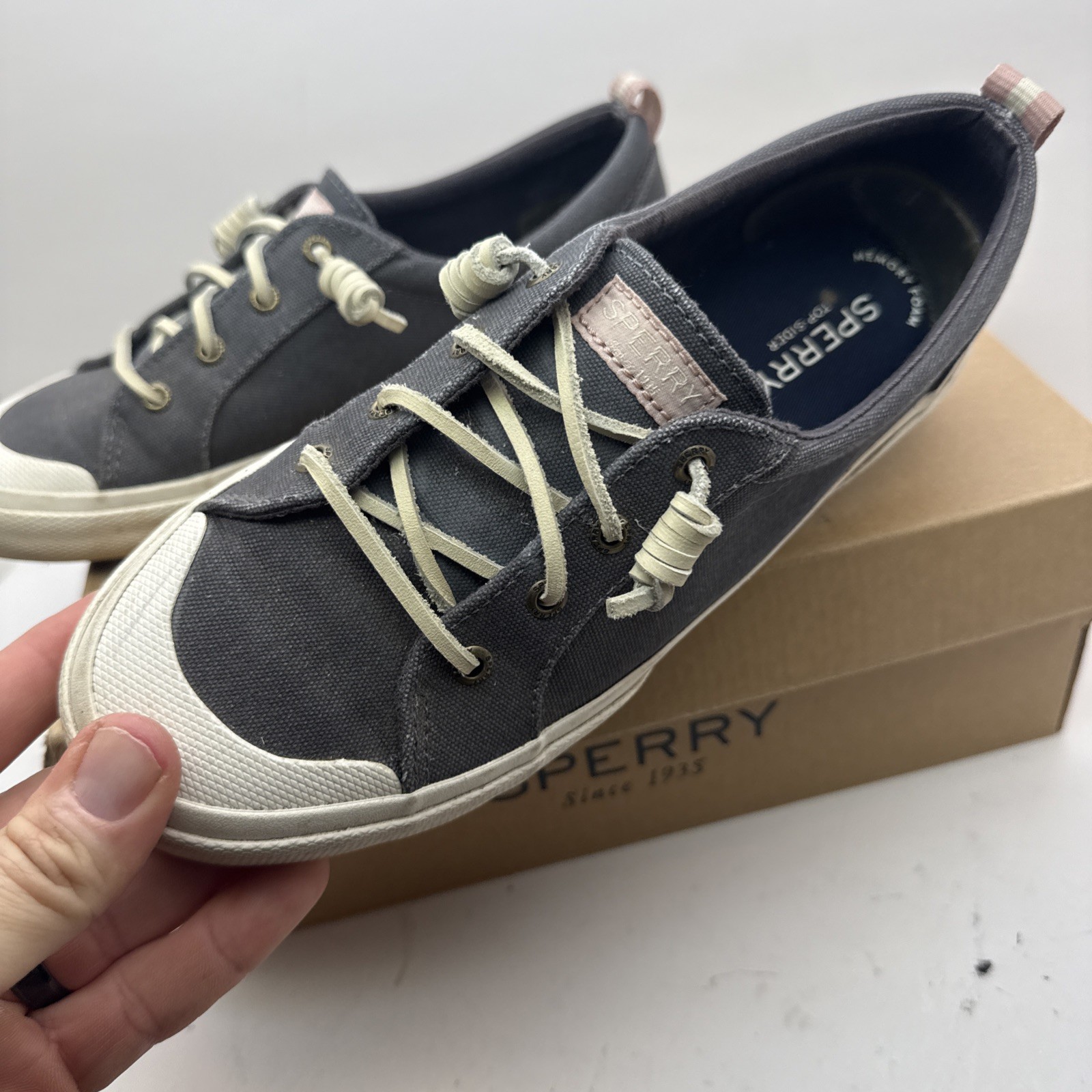 Sperry Women’s Pier Wave LTT Canvas Sneaker STS85891 Gray Size 7.5