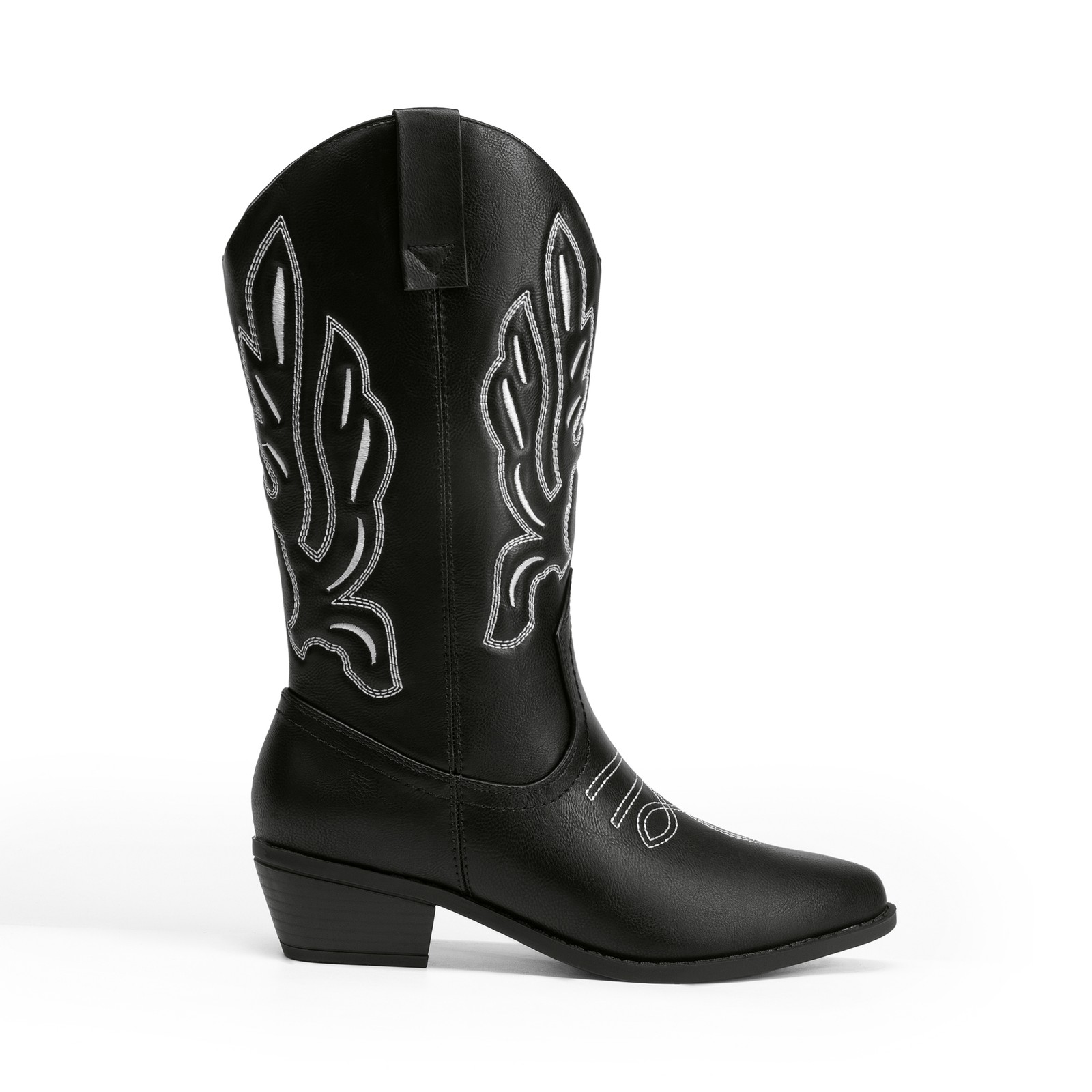 Women Cowboy Boots Mid Calf Cowgirl Boots Embroidery Stitched Western Boots NEW
