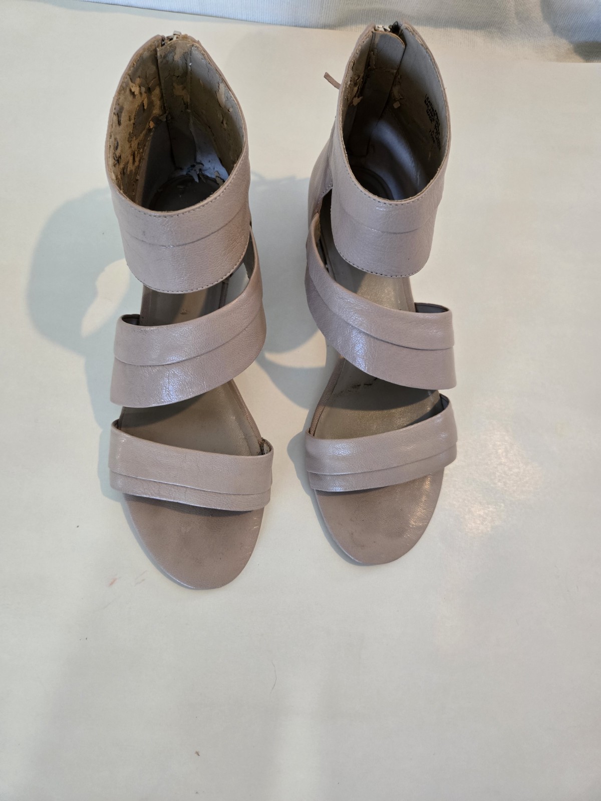 Nine West Sandal Beige Ankle Wrap Wedge Women’s Size 7.5 M