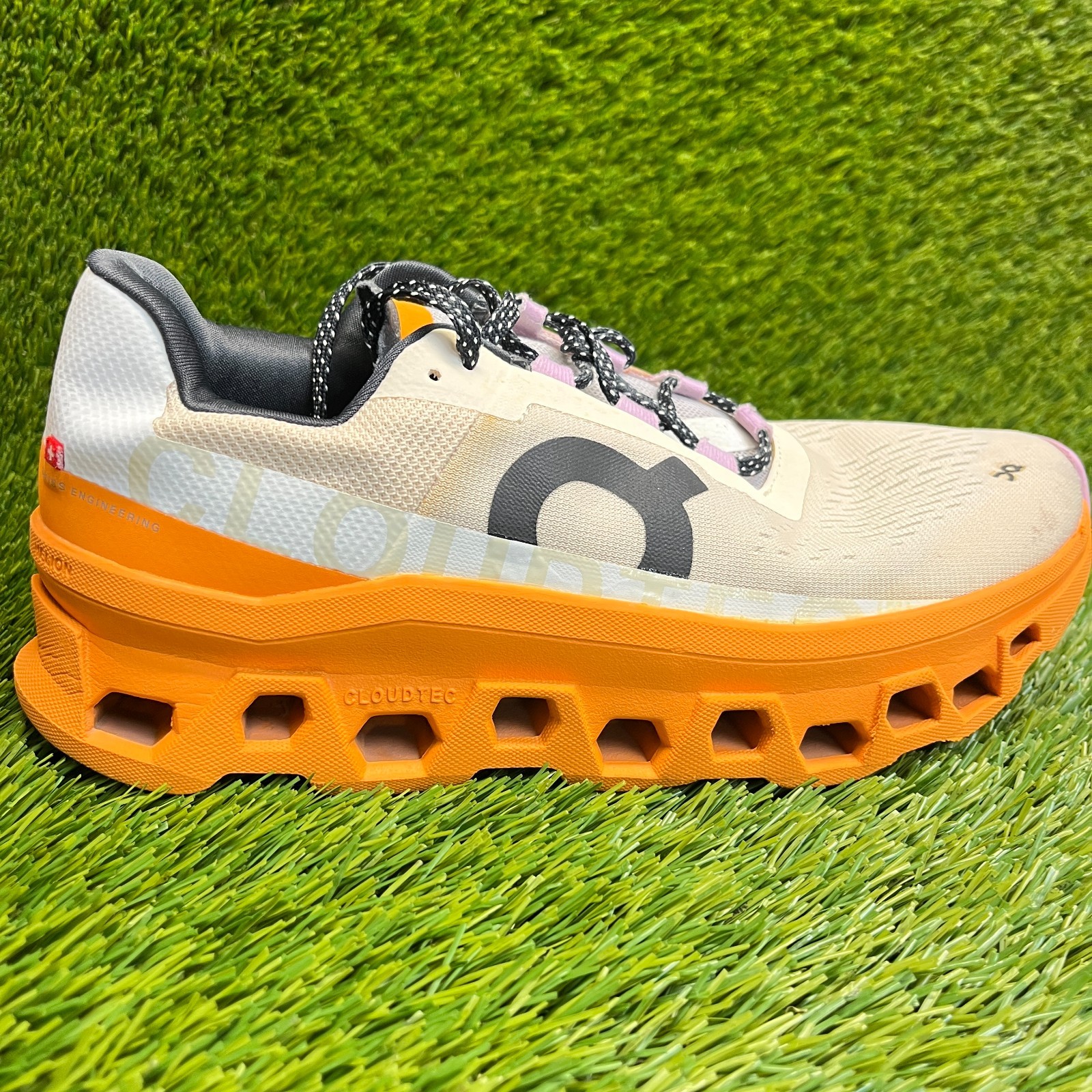 On Cloudmonster Womens Size 9 Beige Orange Black Athletic Running Shoes Sneakers