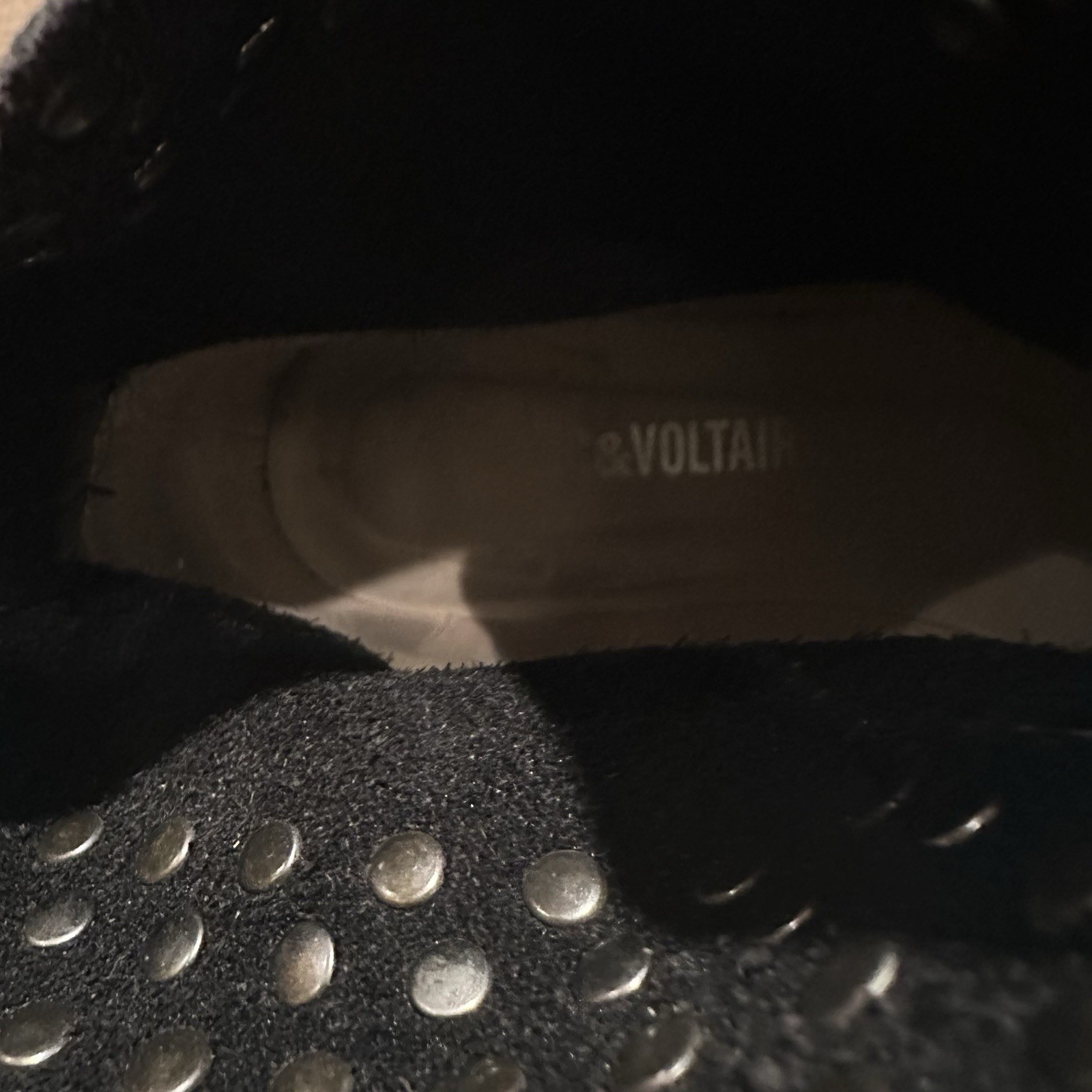 Zadig & Voltaire Low Marlow Black Leather Studded Ankle Boots Size 36 US 6.5