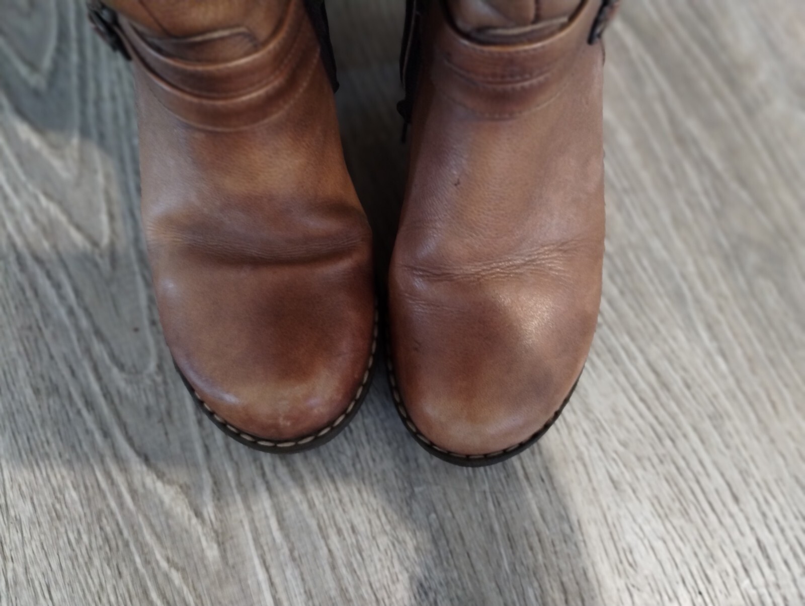 GENUNIE LEATHER LONG BOOTS SZ 37 EURO US 6.5 BROWN FOR WOMAN