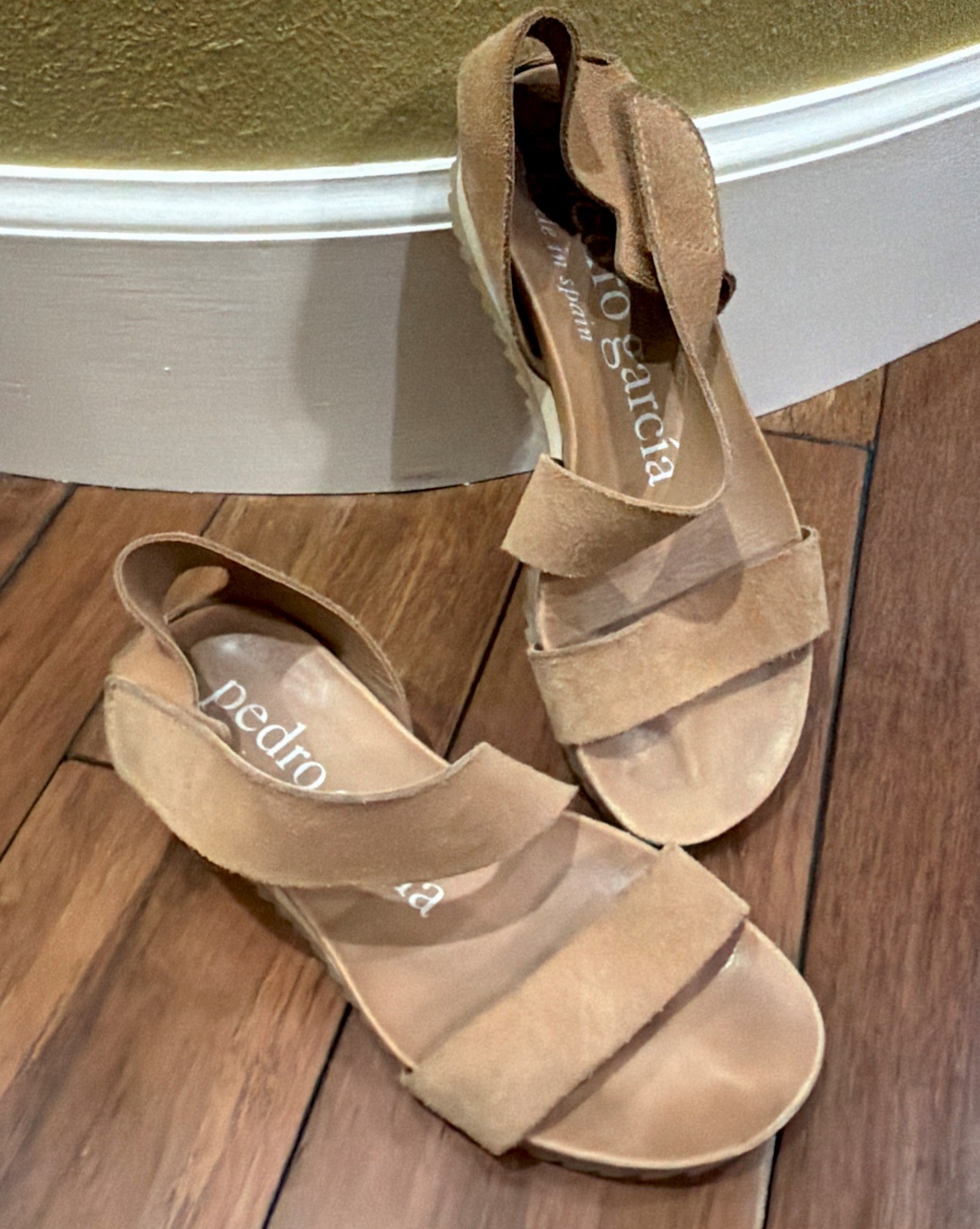 Cute Pedro Garcia JEDDA Suede Tan Sandals Size 37-US 7-7.5-VERY GOOD COND ($525)