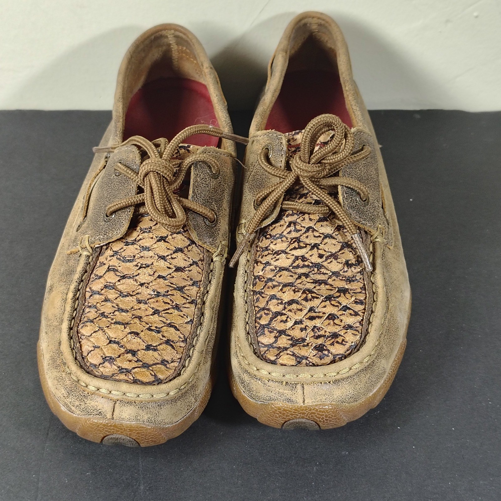 Twisted X Driving Mocs Women 8 Brown Leather Snakeskin WDM0069 Western Loafers