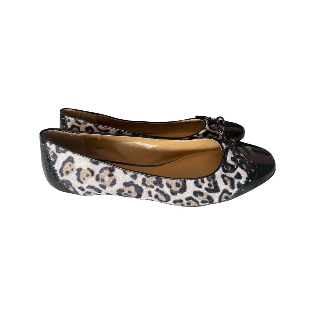 Naturalizer Women’s Cheetah Print Winner round toe bow semi flat Sz 7.5M EUC