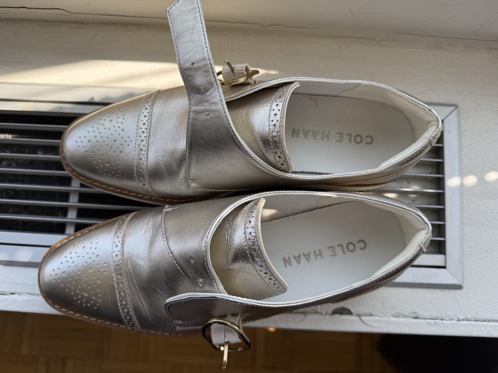 Cole Haan Women’s Original Grand Platform Monk Strap Oxfords Soft Gold Size 9B
