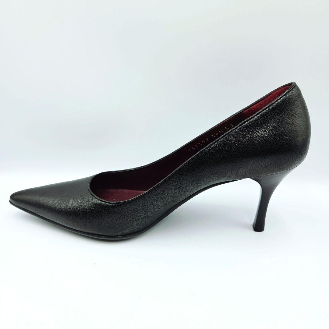 GUCCI Pointed Toe Pumps Size 36.5 Black Leather Elegant Design