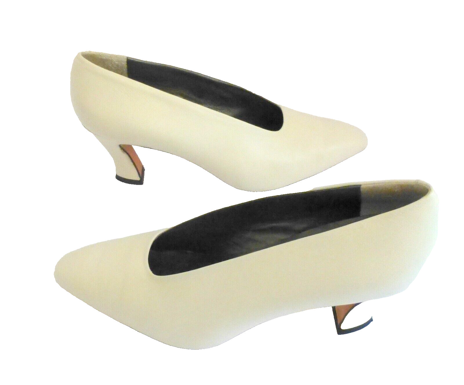Via Spiga Heels Pumps Ivory Italian Leather Vintage Size 9 B