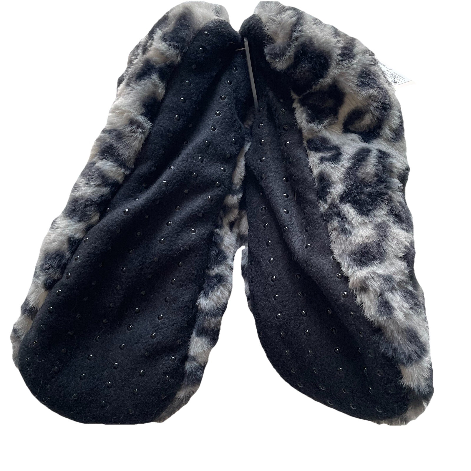 Target Women Size M/L (8-10) Non-Slip Grippers Slipper Socks Gray Leopard Print